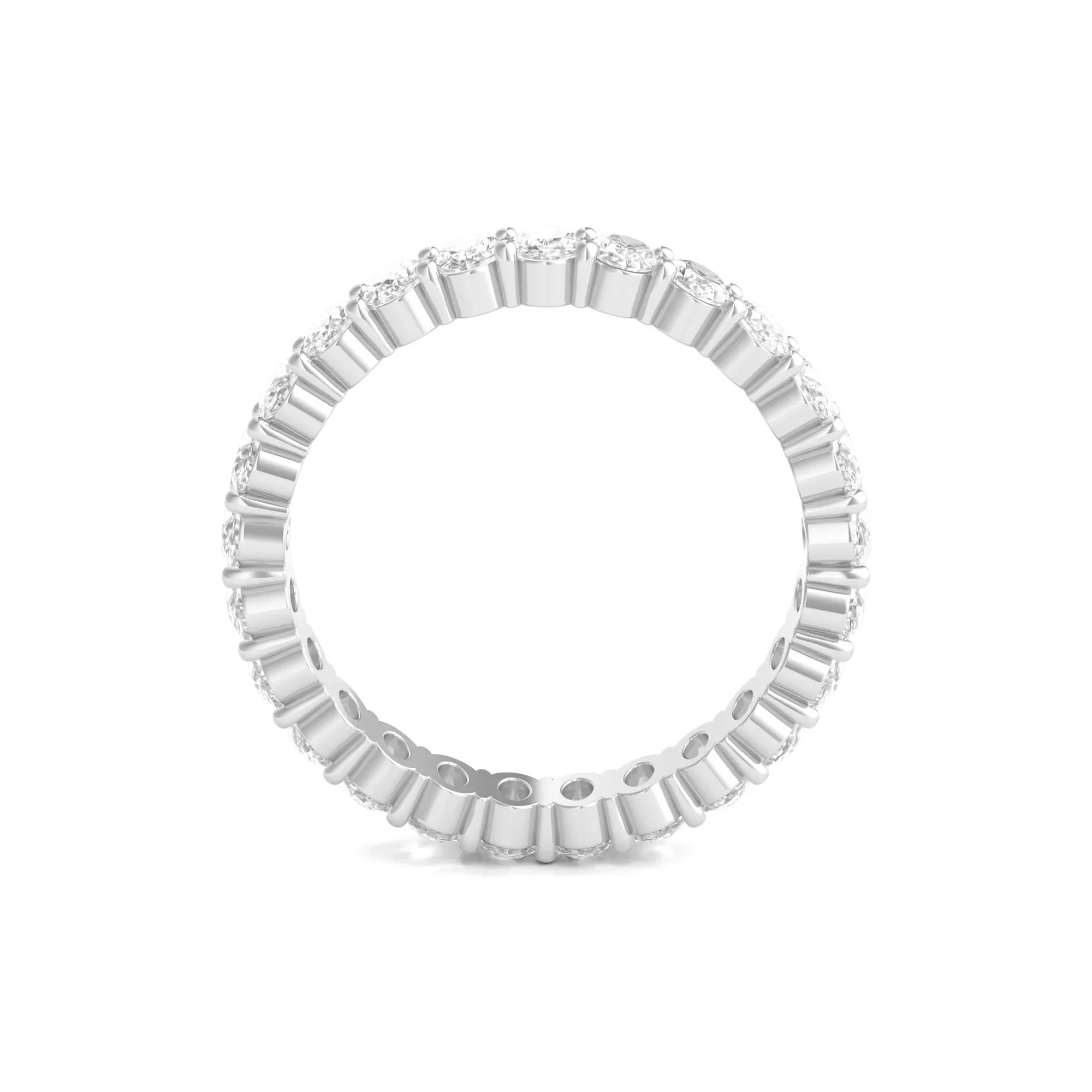 2 CT. Tw. Lab Grown Oval Diamond Eternity Band Ring Platinum White Size 6.5 3mm - Image 2