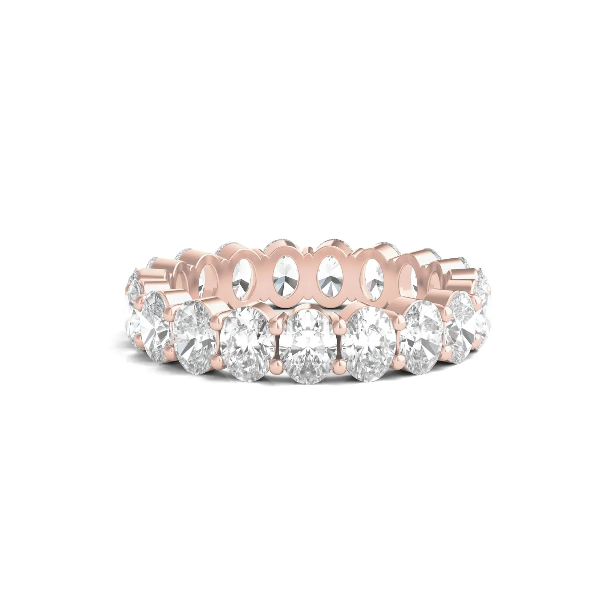 4 CT. Tw. Lab Grown Oval Diamond Eternity Band Ring 14K Rose Gold Size 5.5 4mm