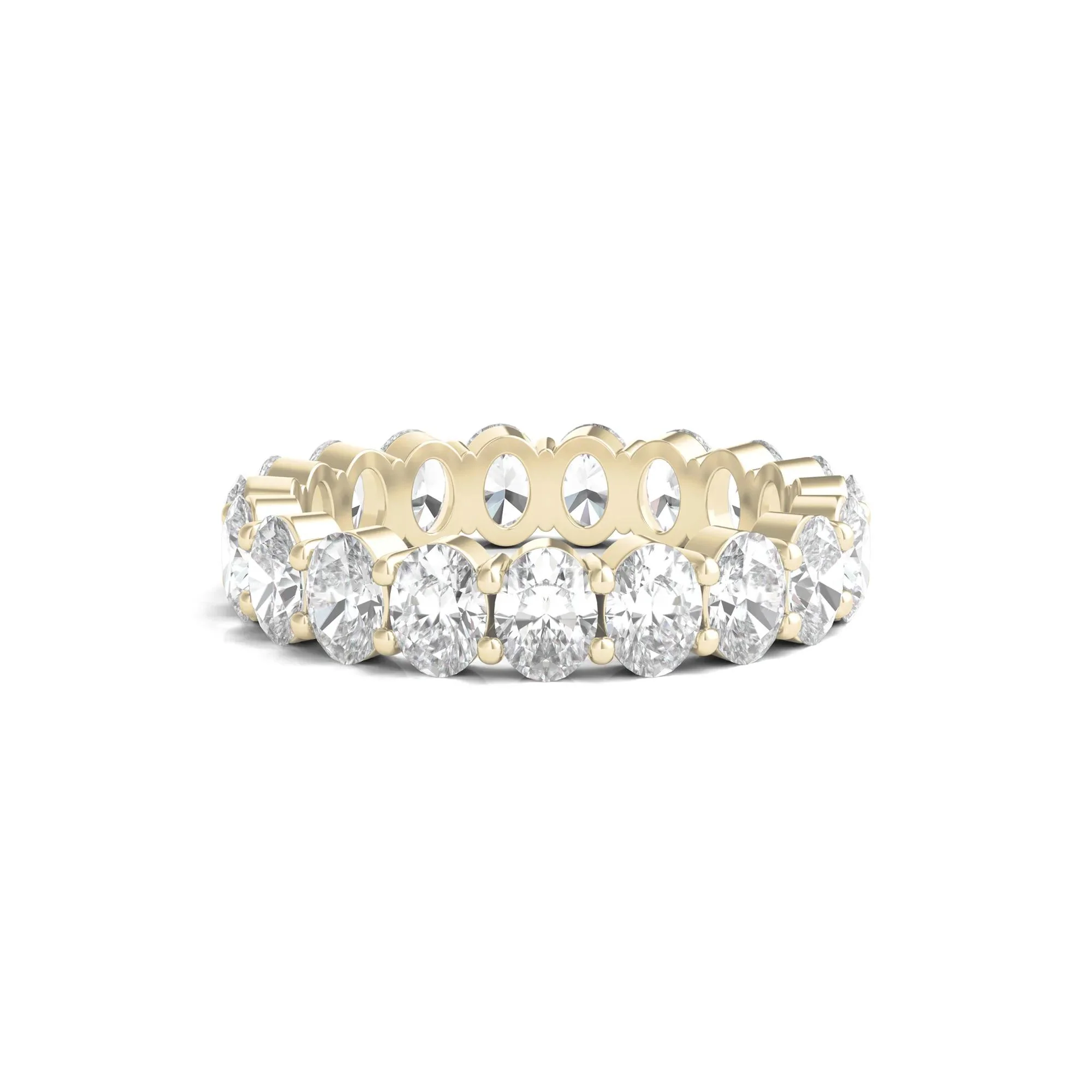 4 CT. Tw. Lab Grown Oval Diamond Eternity Band Ring 14K Yellow Gold Size 4.5 4mm