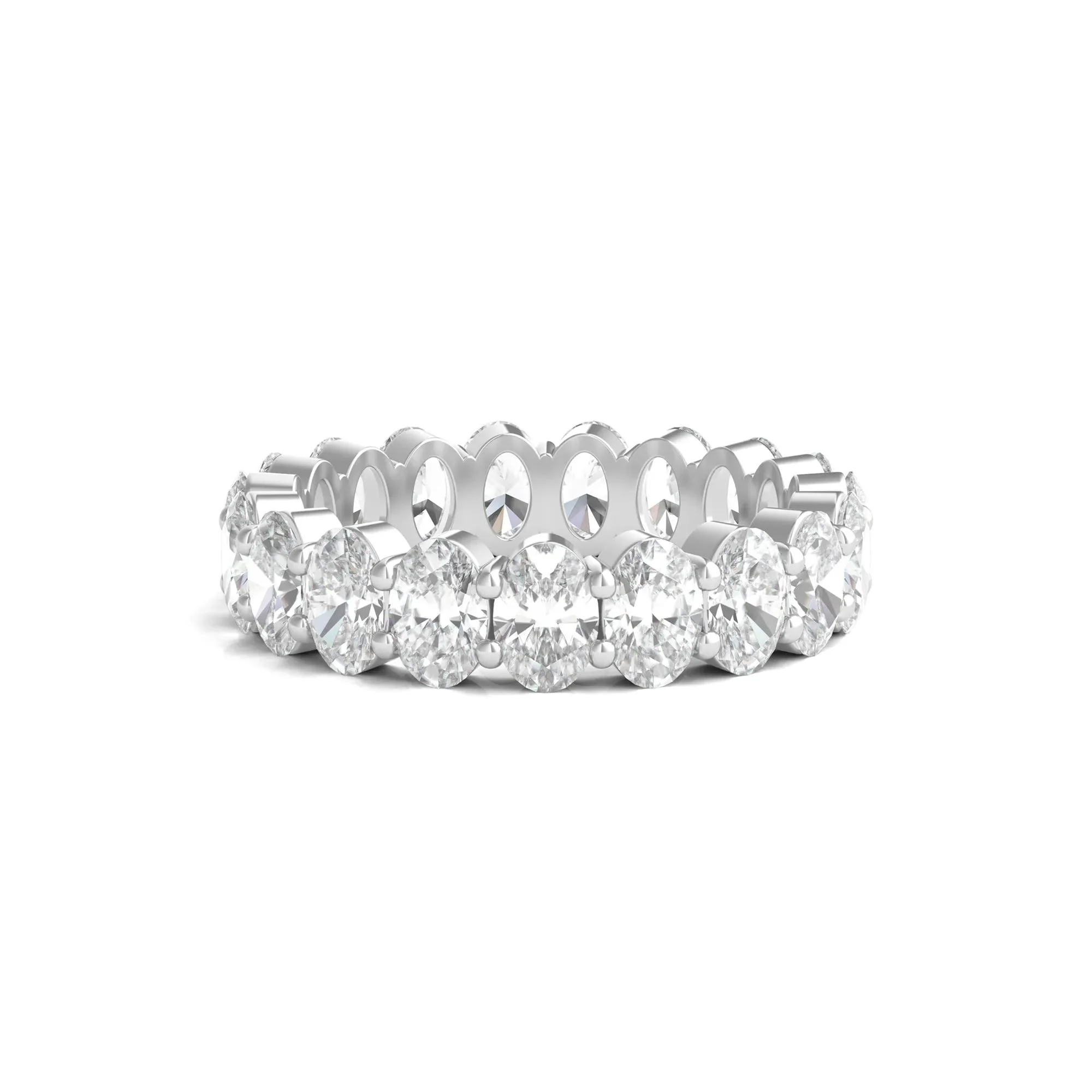 5 CT. Tw. Lab Grown Oval Diamond Eternity Band Ring 14K White Gold Size 4 4mm