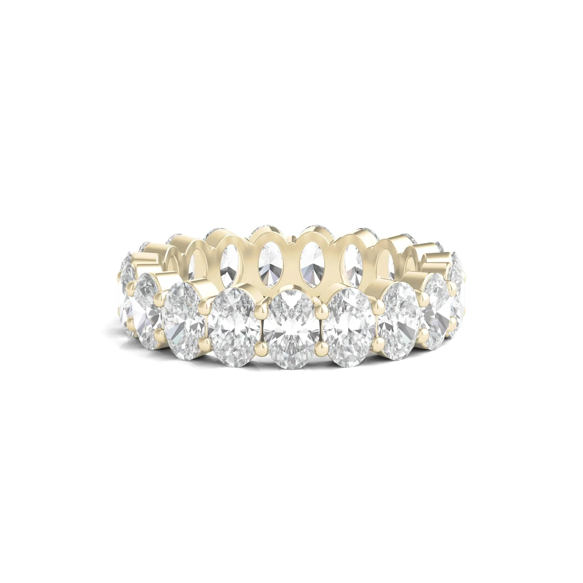 5 CT. Tw. Lab Grown Oval Diamond Eternity Band Ring 14K Yellow Gold Size 6 4mm