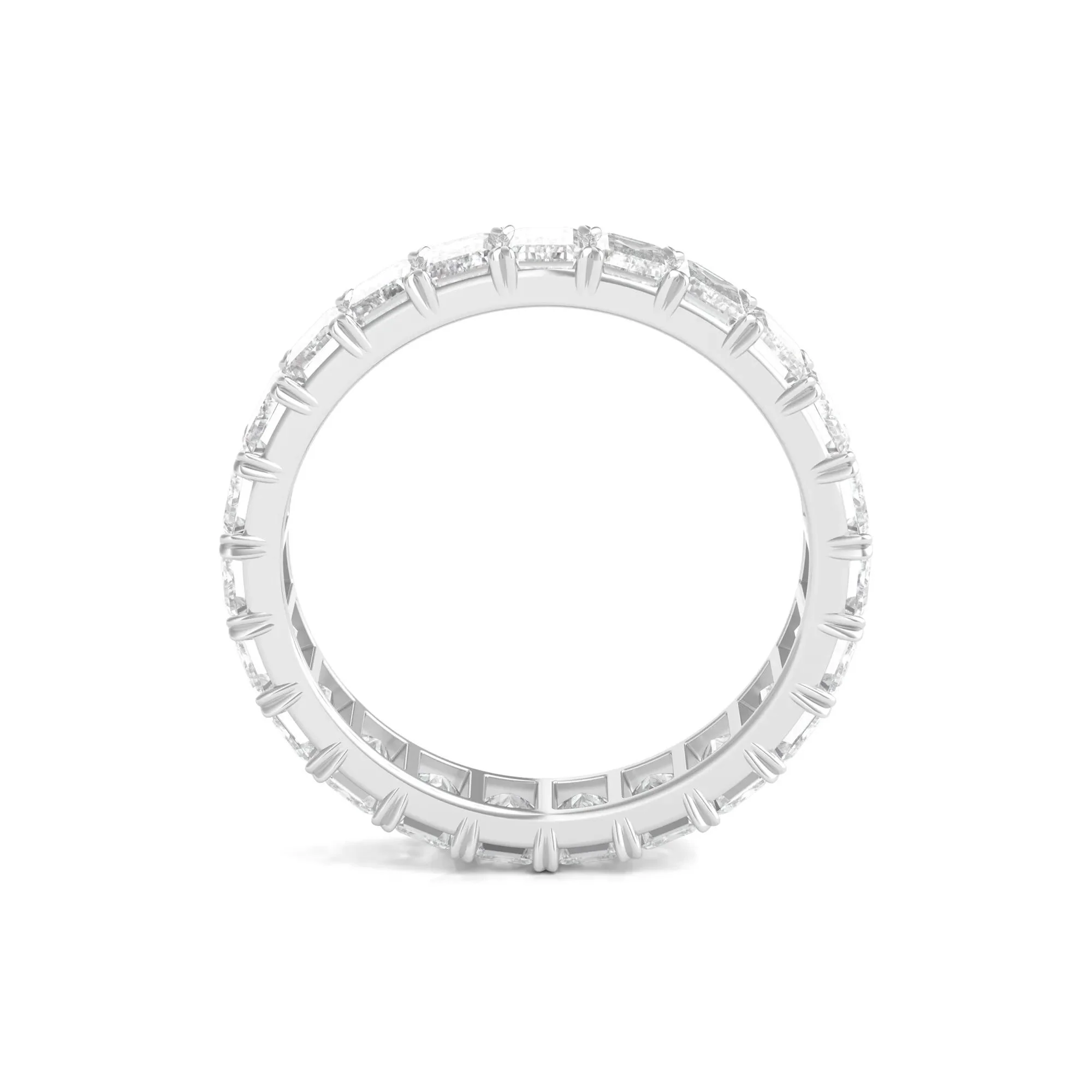 4 CT. Tw. Lab Grown Emerald-Cut Diamond Eternity Band Ring Platinum White Size 7 4mm - Image 2