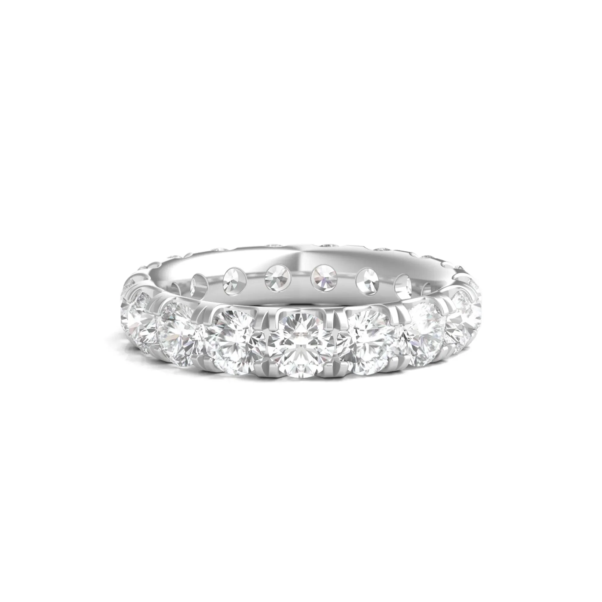 4 CT. Tw. Lab Grown Round Diamond Eternity Band Ring Platinum Round Brilliant Cut White Size 9 2mm