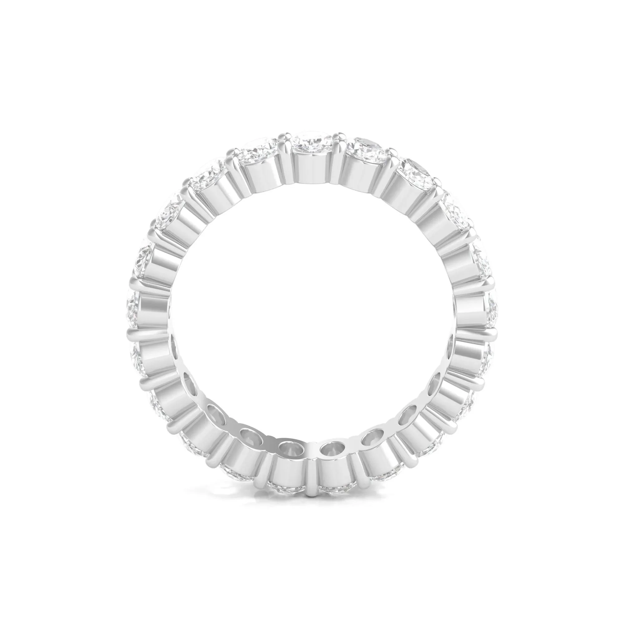 3 CT. Tw. Oval-Shaped Diamond Wedding Band Ring with Eternity Setting 14K White Gold Size 4.5 3mm - Image 2
