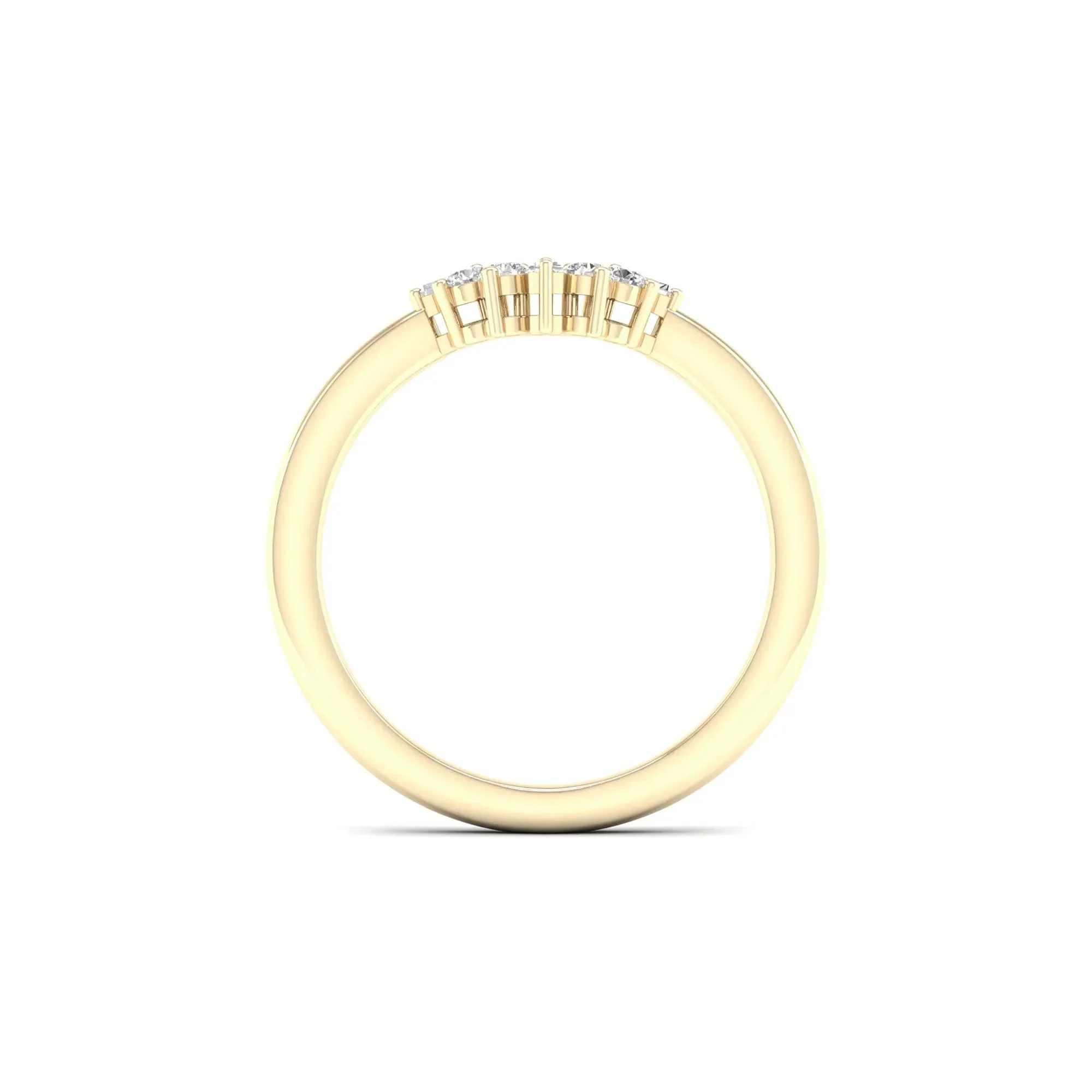 1/7 CT. Tw. Round and Baguette Diamond Contour Band Ring 14K Yellow Gold Round Brilliant Cut Size 8 2mm - Image 2