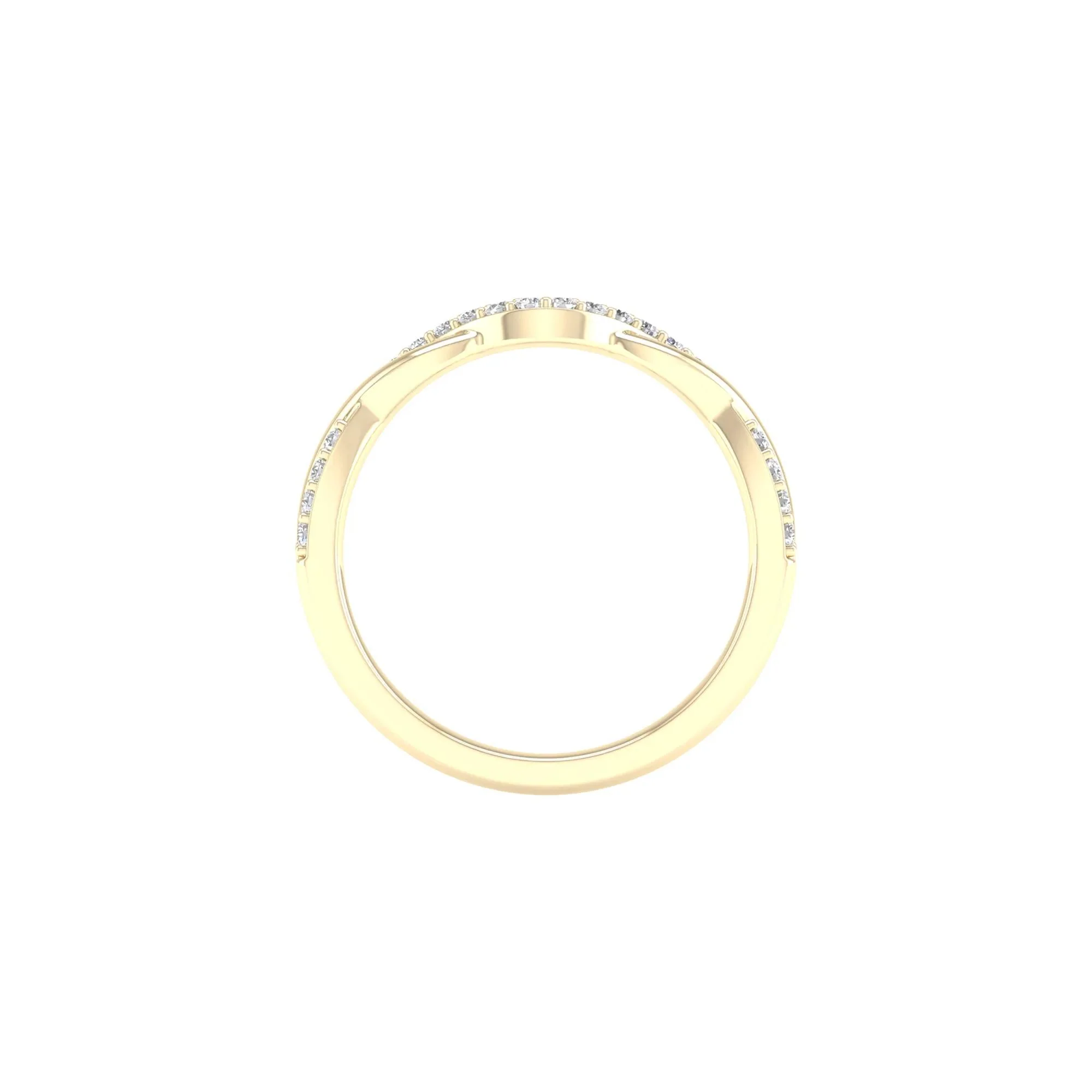 1/7 CT. Tw. Diamond Contour Twist Band Ring 14K Yellow Gold Round Brilliant Cut Size 5 2mm - Image 2