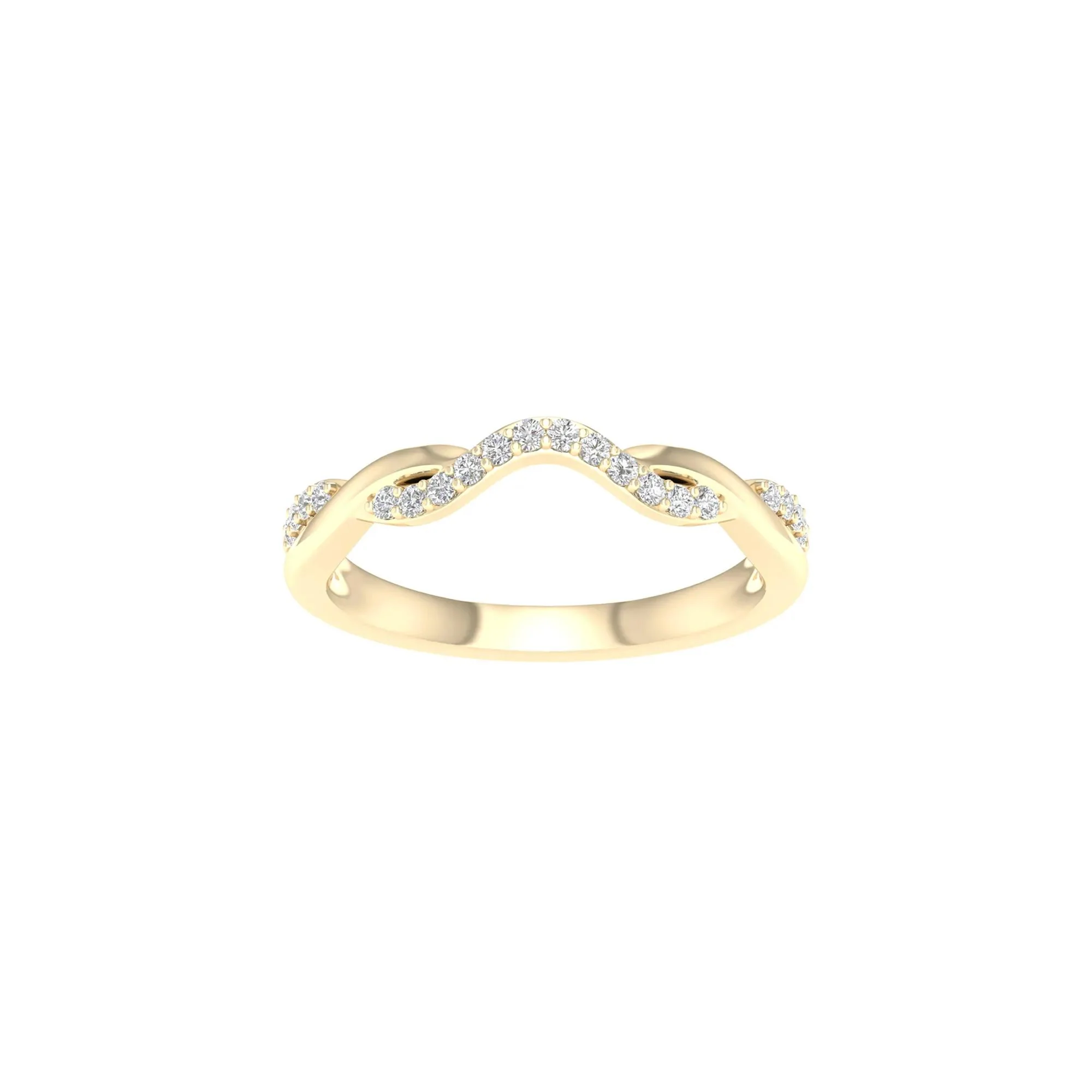 1/7 CT. Tw. Diamond Contour Twist Band Ring 14K Yellow Gold Round Brilliant Cut Size 5.5 2mm - Image 4