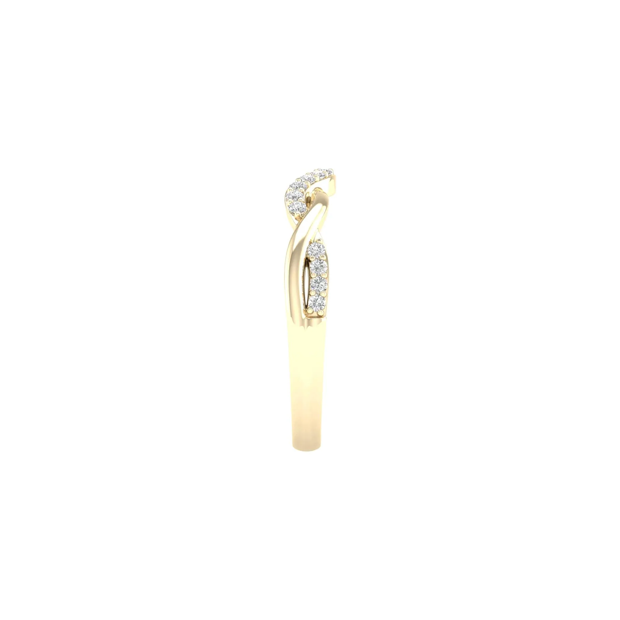 1/7 CT. Tw. Diamond Contour Twist Band Ring 14K Yellow Gold Round Brilliant Cut Size 9 2mm - Image 3