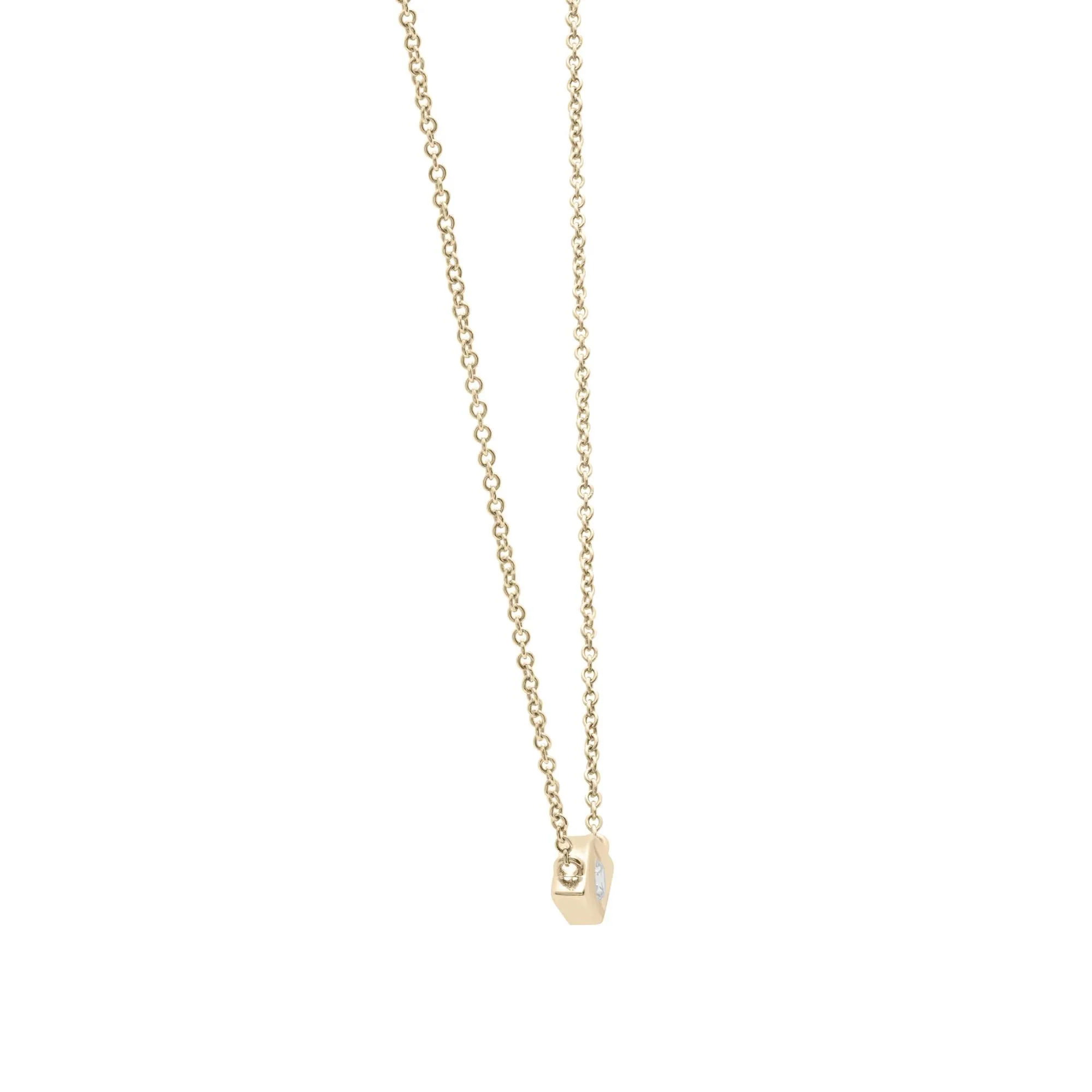1/10 CT. Tw. Diamond Eye Bezel-Set Pendant Necklace 10K Yellow Gold Size 17" - Image 2