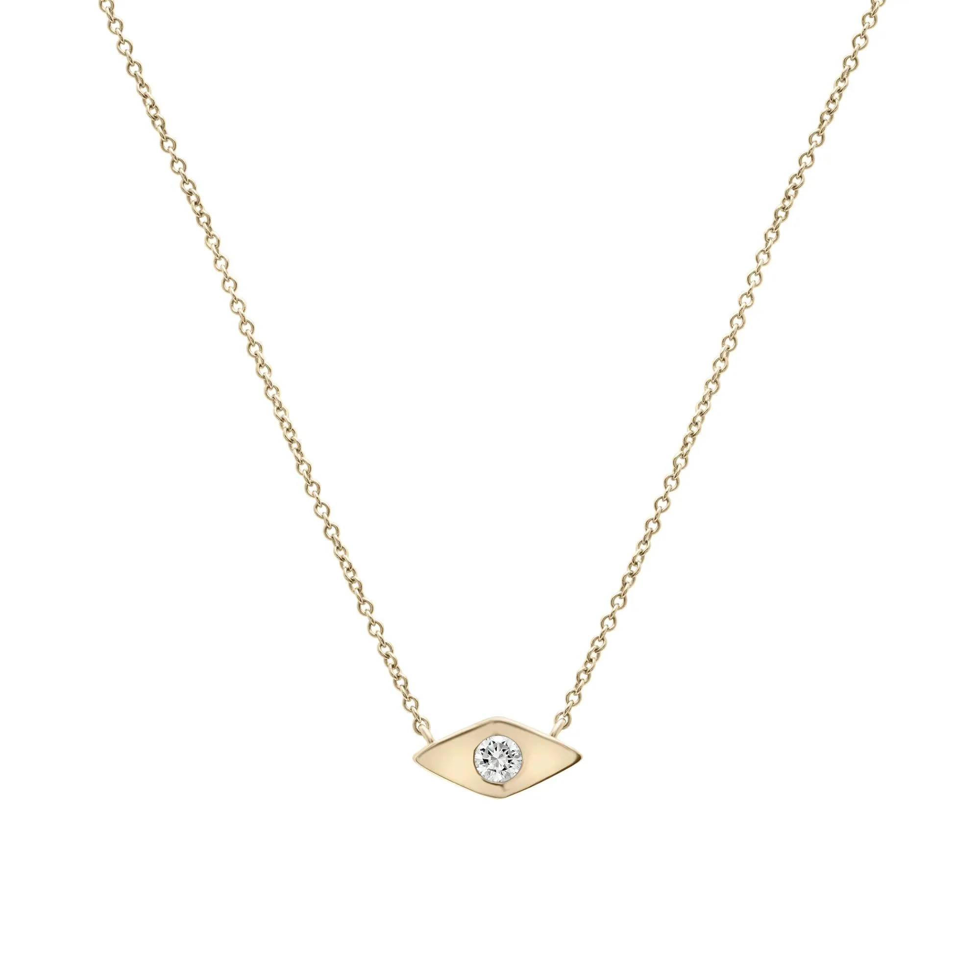 1/10 CT. Tw. Diamond Eye Bezel-Set Pendant Necklace 10K Yellow Gold Size 17" - Image 4