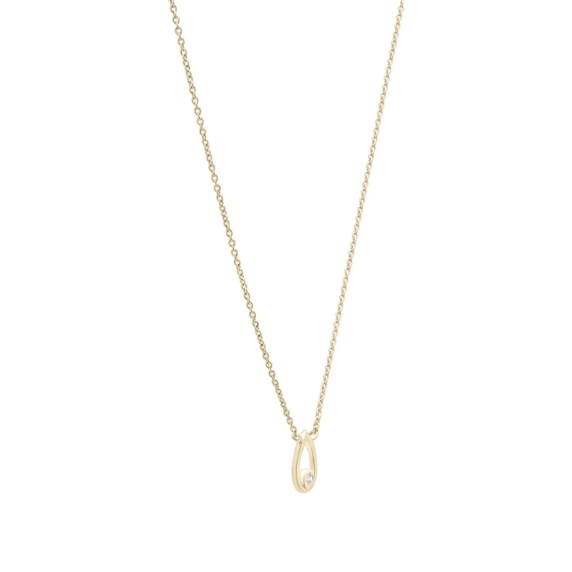 Diamond Accent Open Pear Pendant Necklace 10K Yellow Gold Size 17" - Image 3