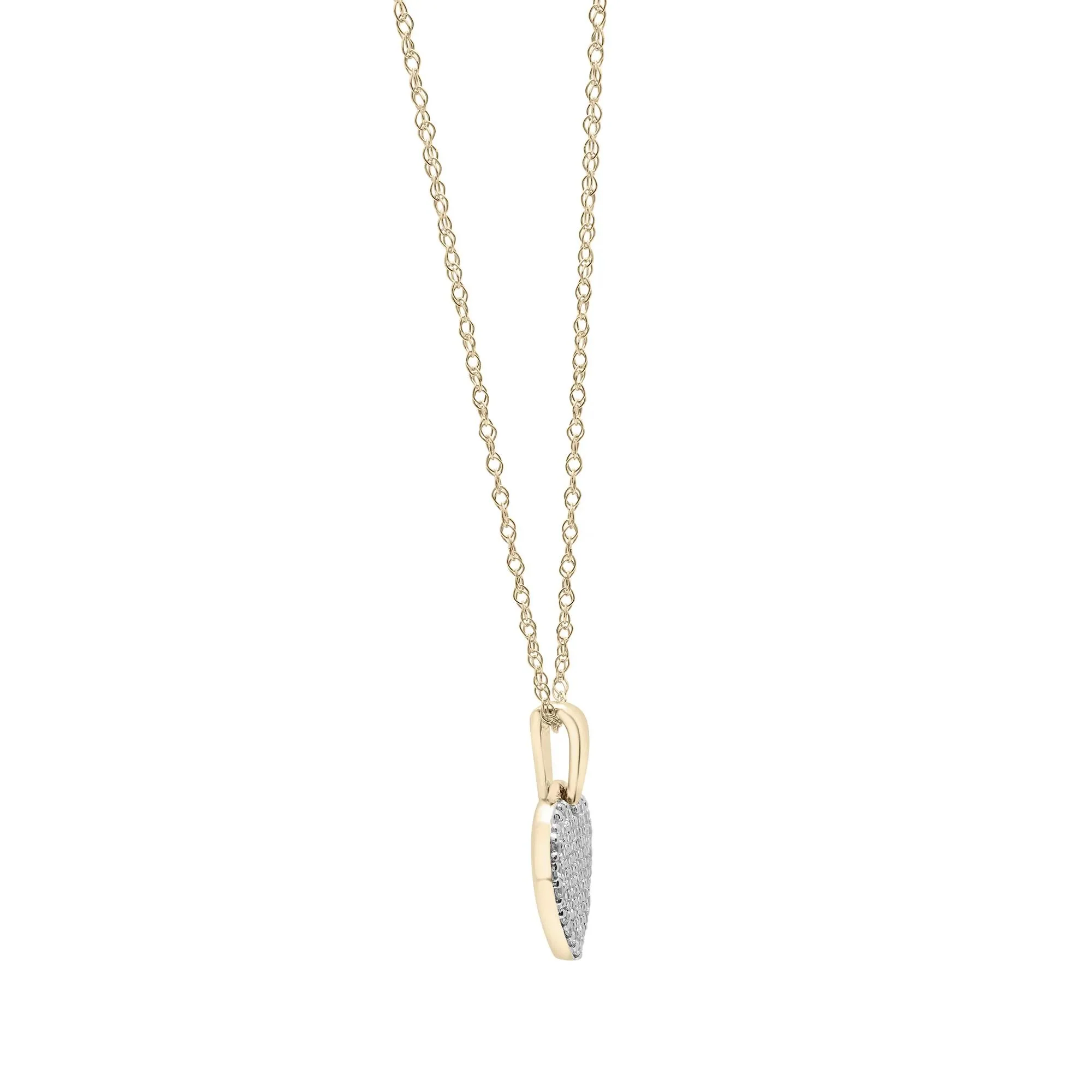 1/4 CT. Tw. Pavé Diamond Heart Pendant Necklace 10K Yellow Gold Size 18" - Image 3