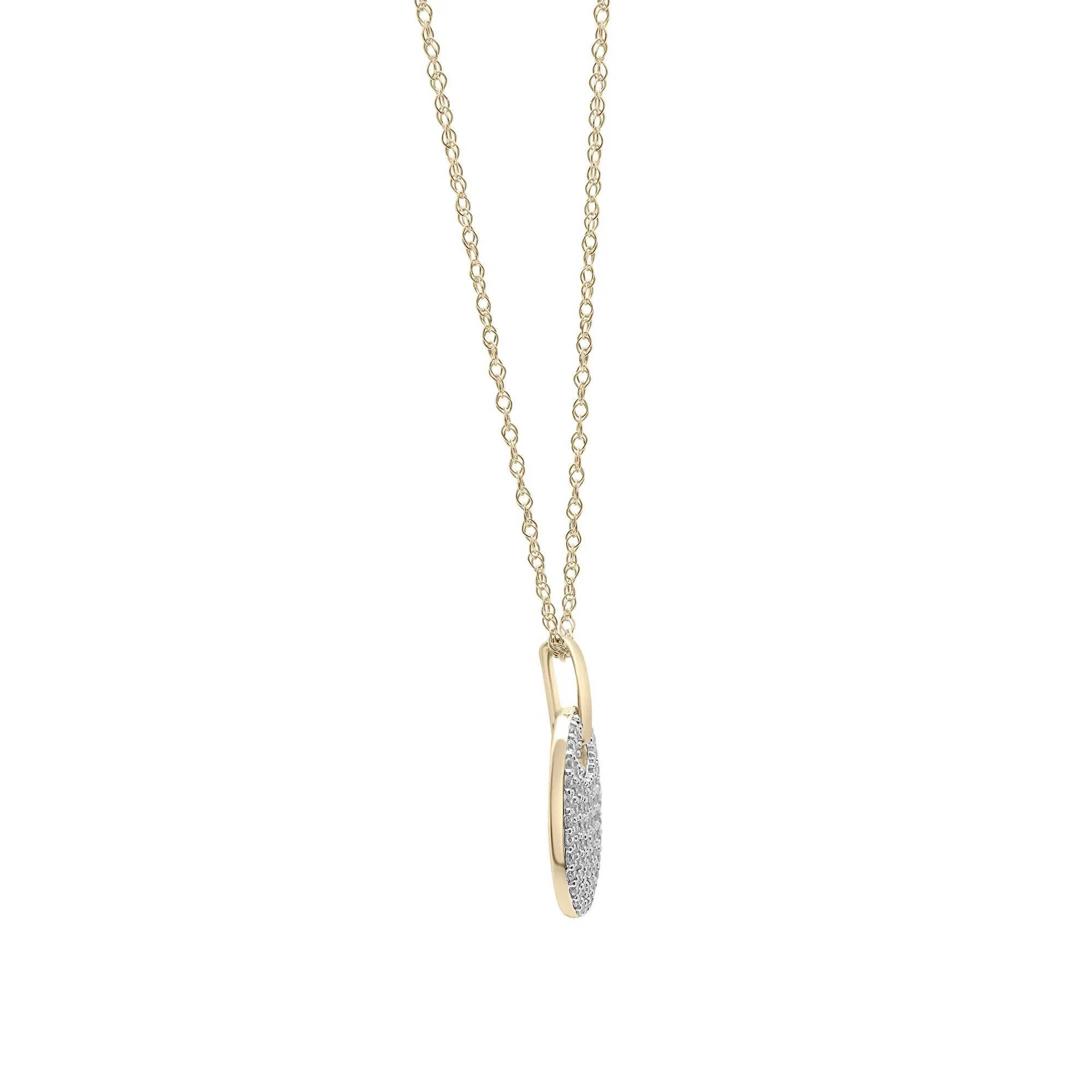 1/4 CT. Tw. Pavé Diamond Door Knocker Pendant Necklace 10K Yellow Gold Size 18" - Image 3