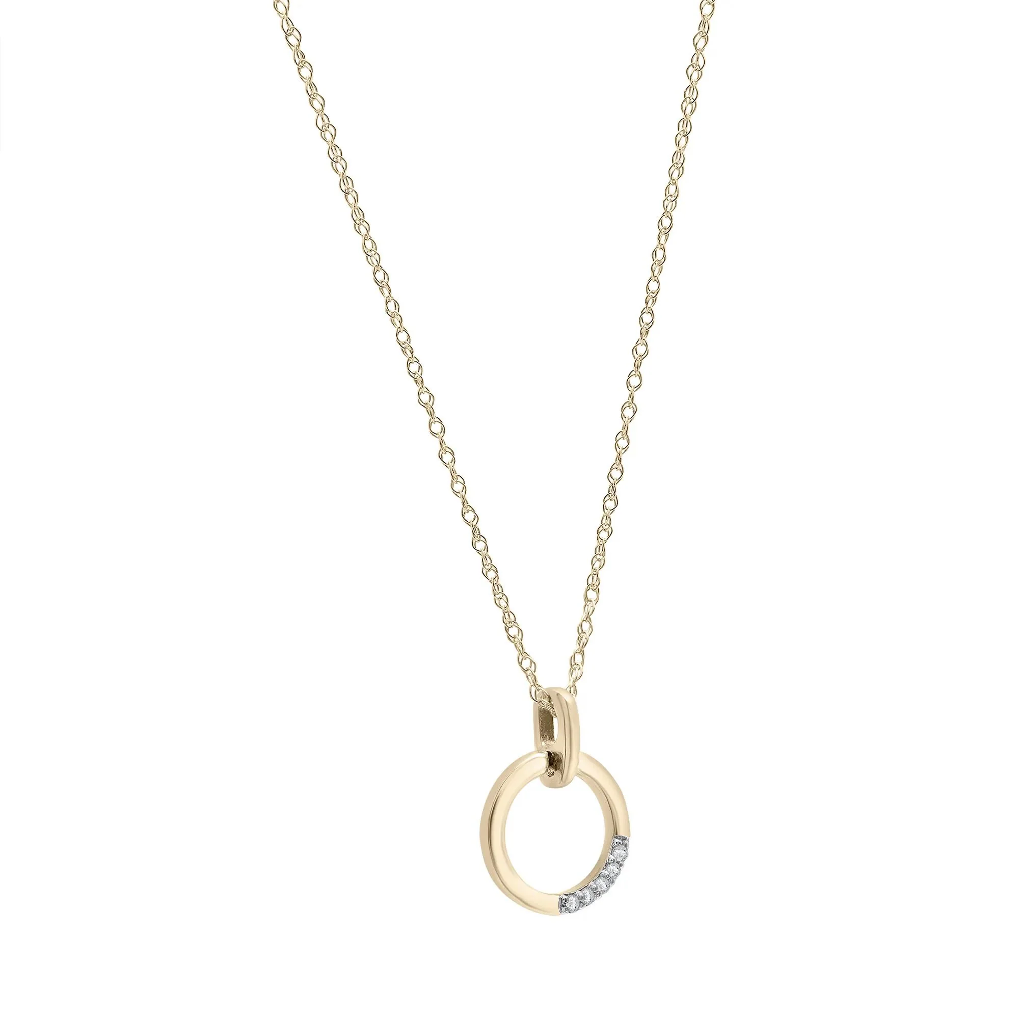 Diamond Accent Door Knocker Pendant Necklace 10K Yellow Gold Size 18" - Image 2