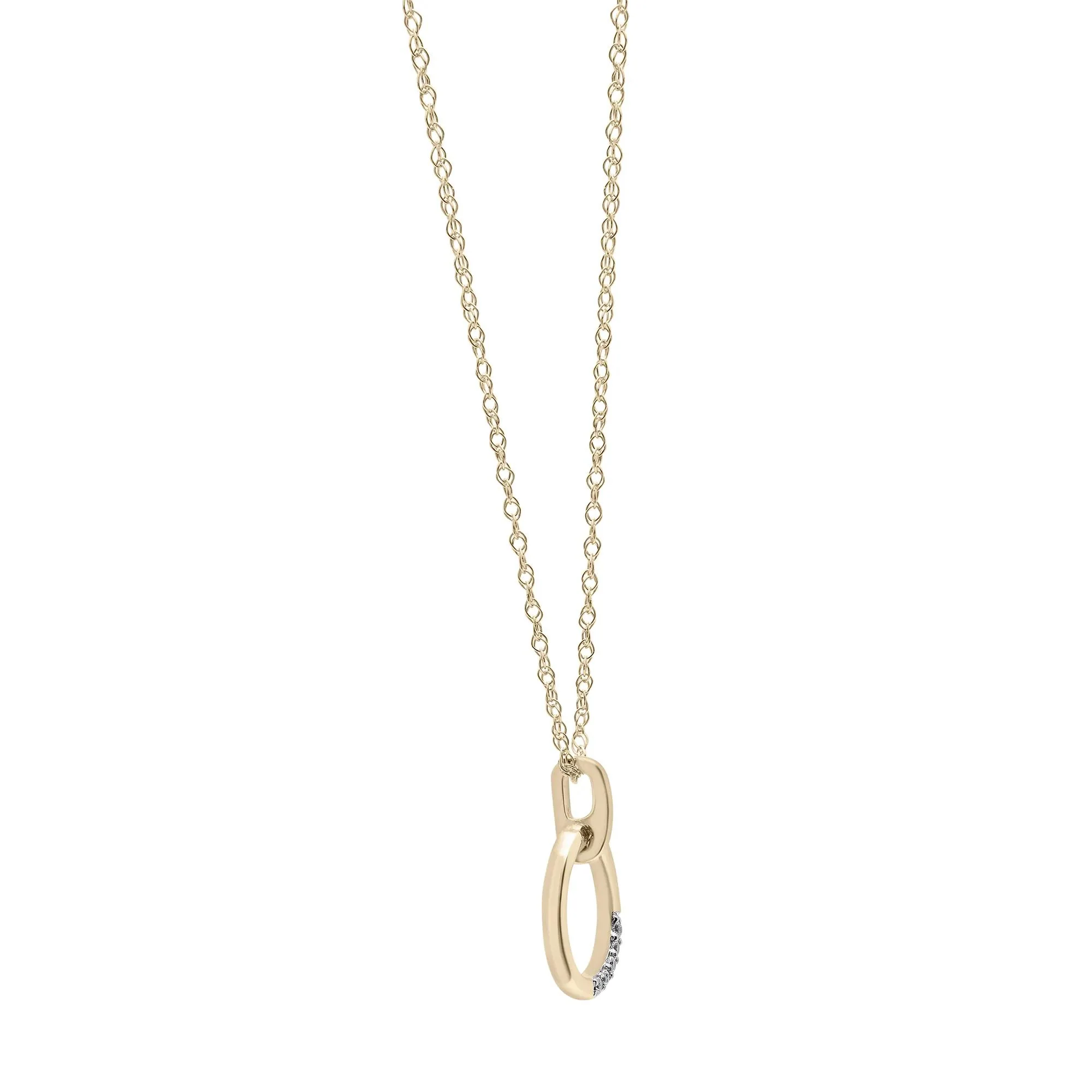 Diamond Accent Door Knocker Pendant Necklace 10K Yellow Gold Size 18" - Image 4
