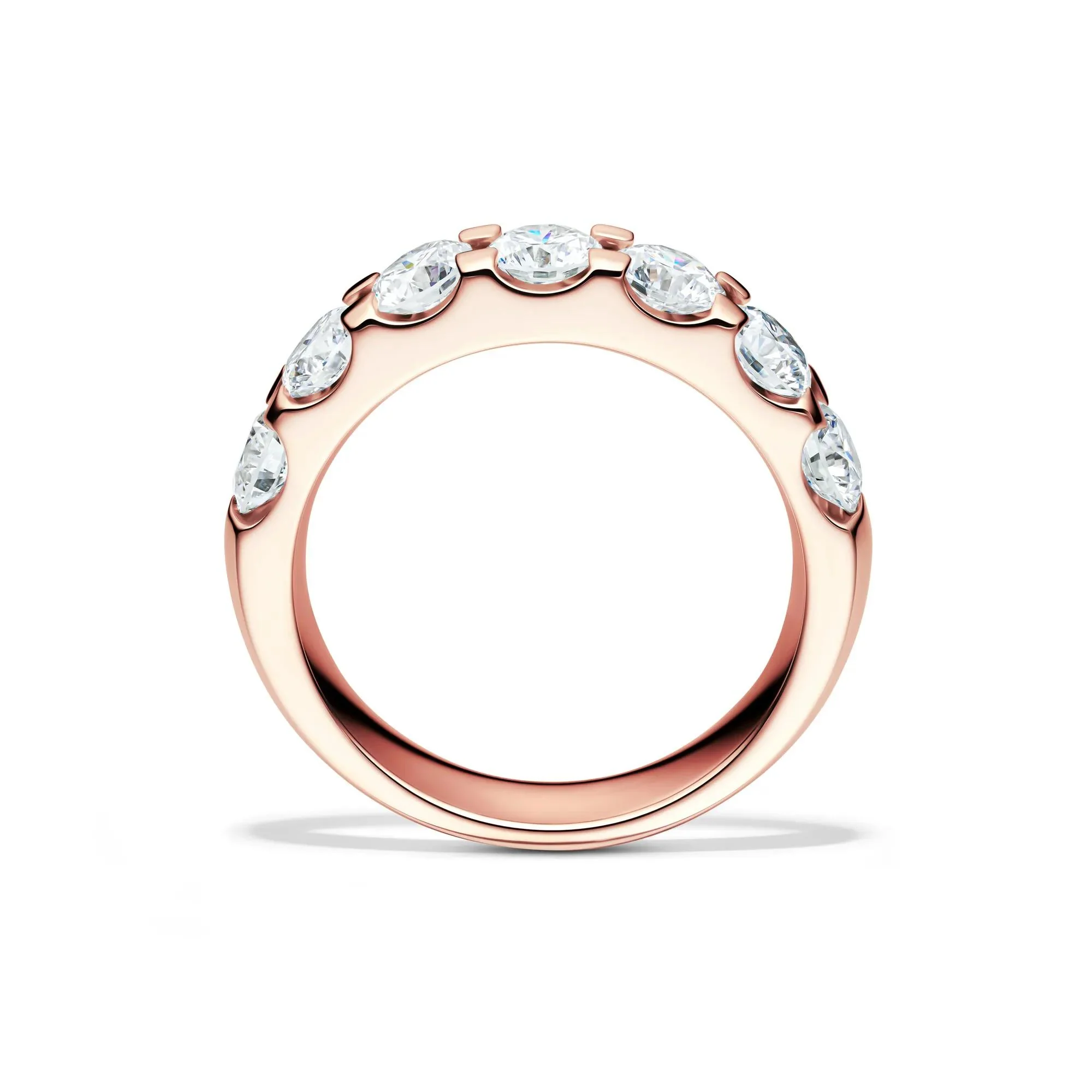 2 CT. Tw. Lab Grown Diamond Seven-Stone Anniversary Band Ring 14K Rose Gold Round Brilliant Cut Size 5 4.5mm - Image 2