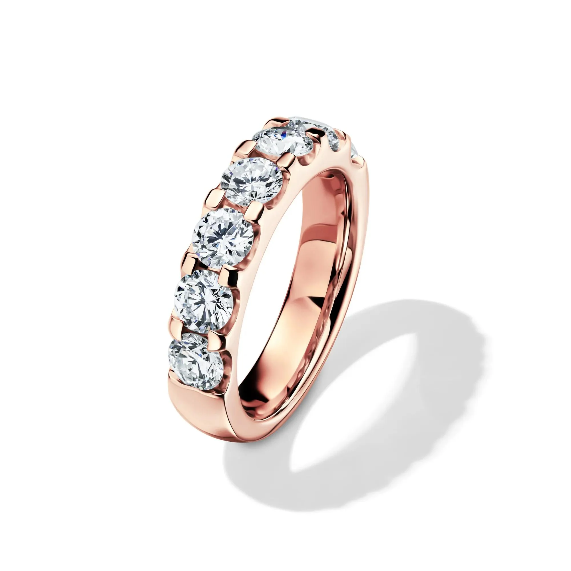 2 CT. Tw. Lab Grown Diamond Seven-Stone Anniversary Band Ring 14K Rose Gold Round Brilliant Cut Size 5.5 4.5mm - Image 4