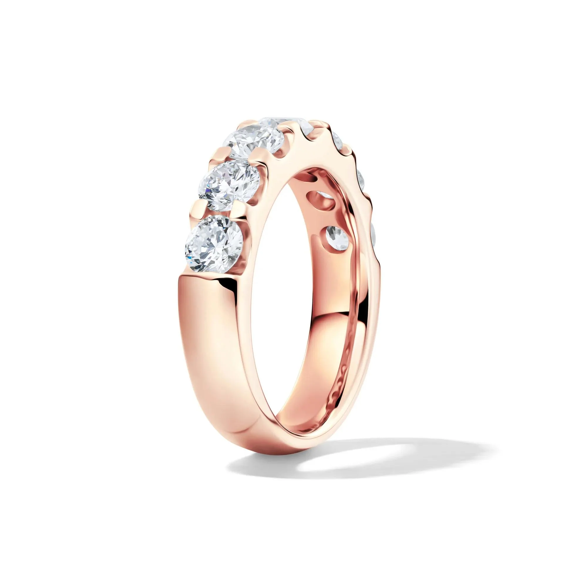 2 CT. Tw. Lab Grown Diamond Seven-Stone Anniversary Band Ring 14K Rose Gold Round Brilliant Cut Size 6 4.5mm - Image 3