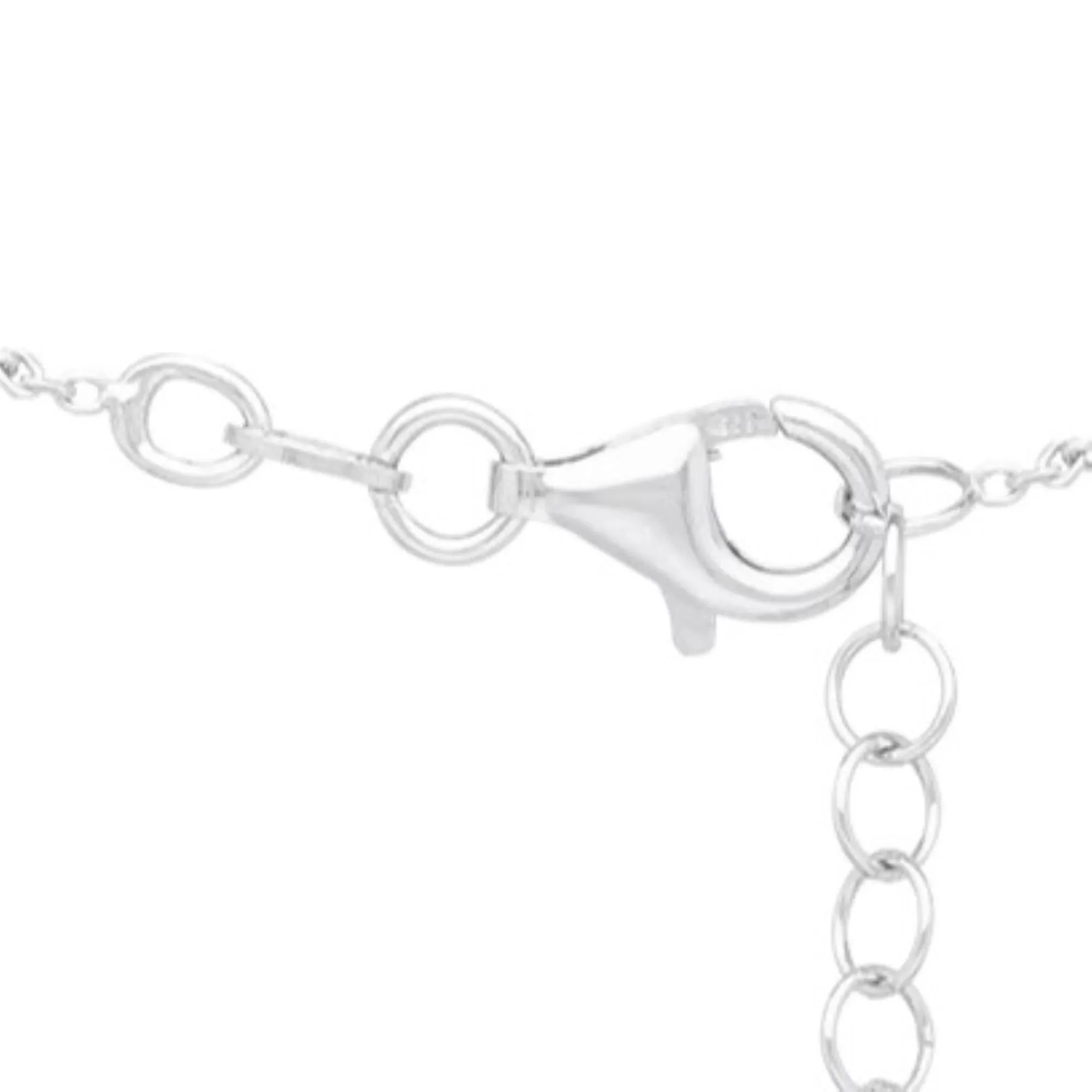 Mother of Pearl Heart Beaded Station Necklace .925 Sterling Silver White Size 18" - Image 3