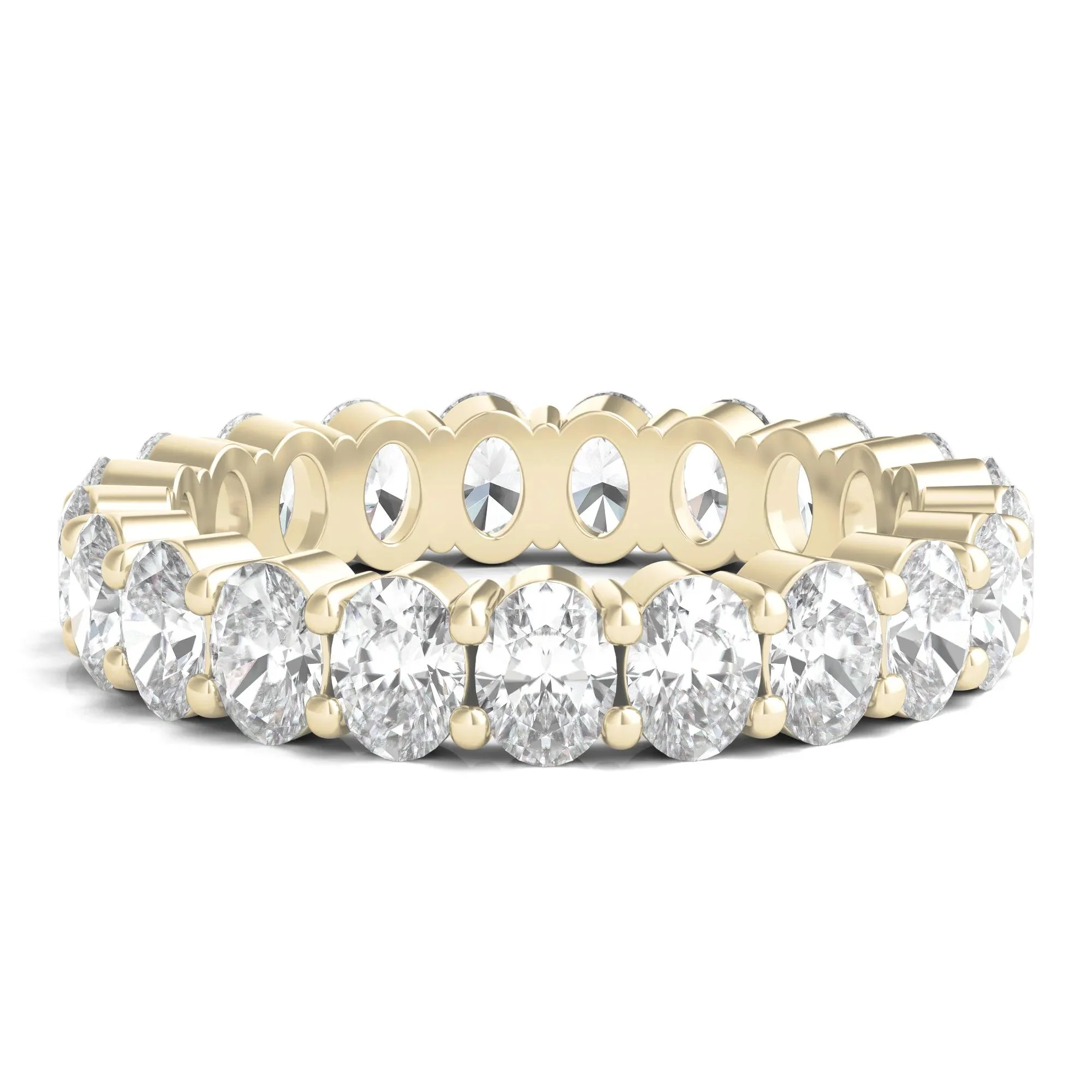 3 CT. Tw. Oval-Shaped Diamond Wedding Band Ring with Eternity Setting 14K Yellow Gold Size 9 3mm