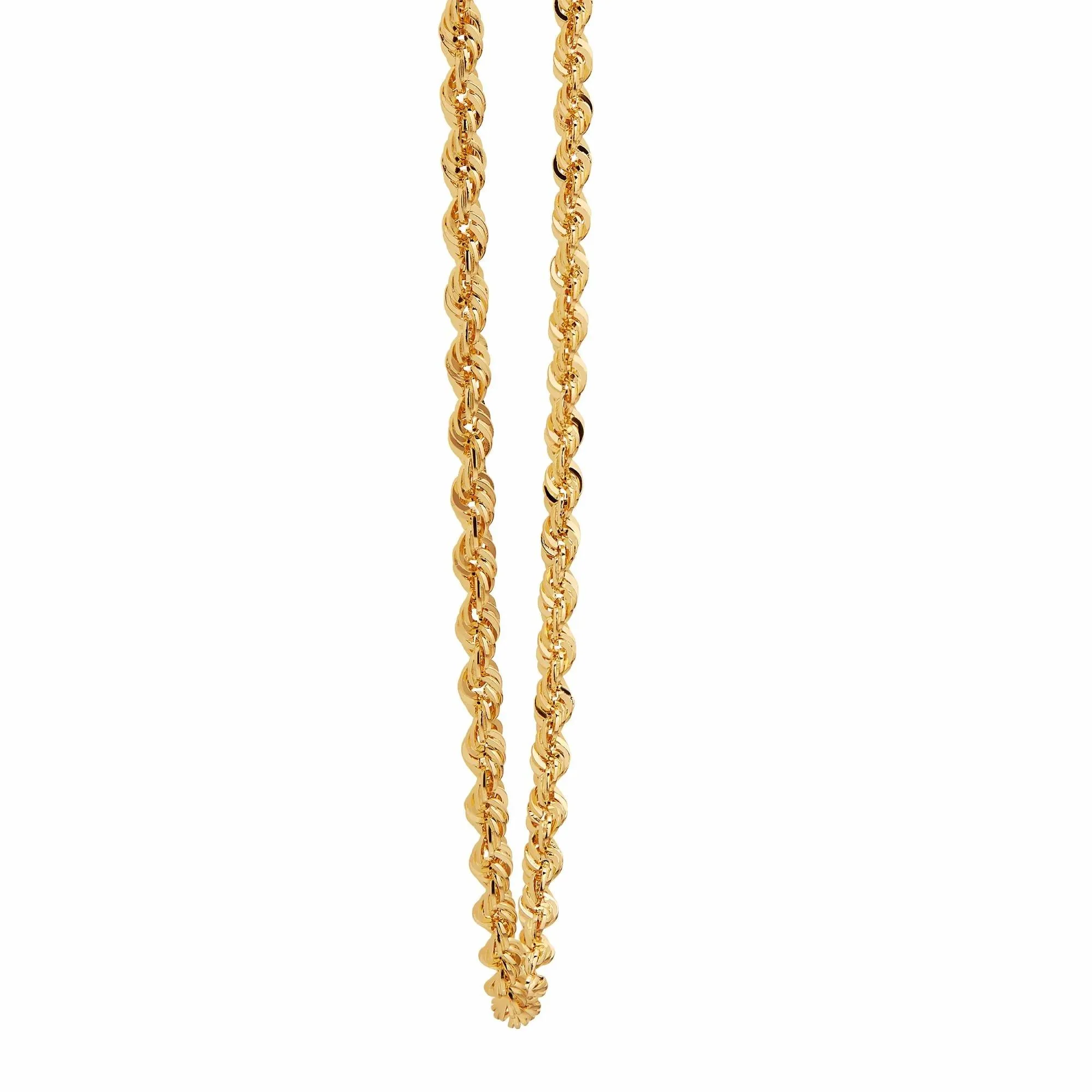 Polished Hollow Rope Chain 14K Yellow Gold Necklace Size 18" - Image 2