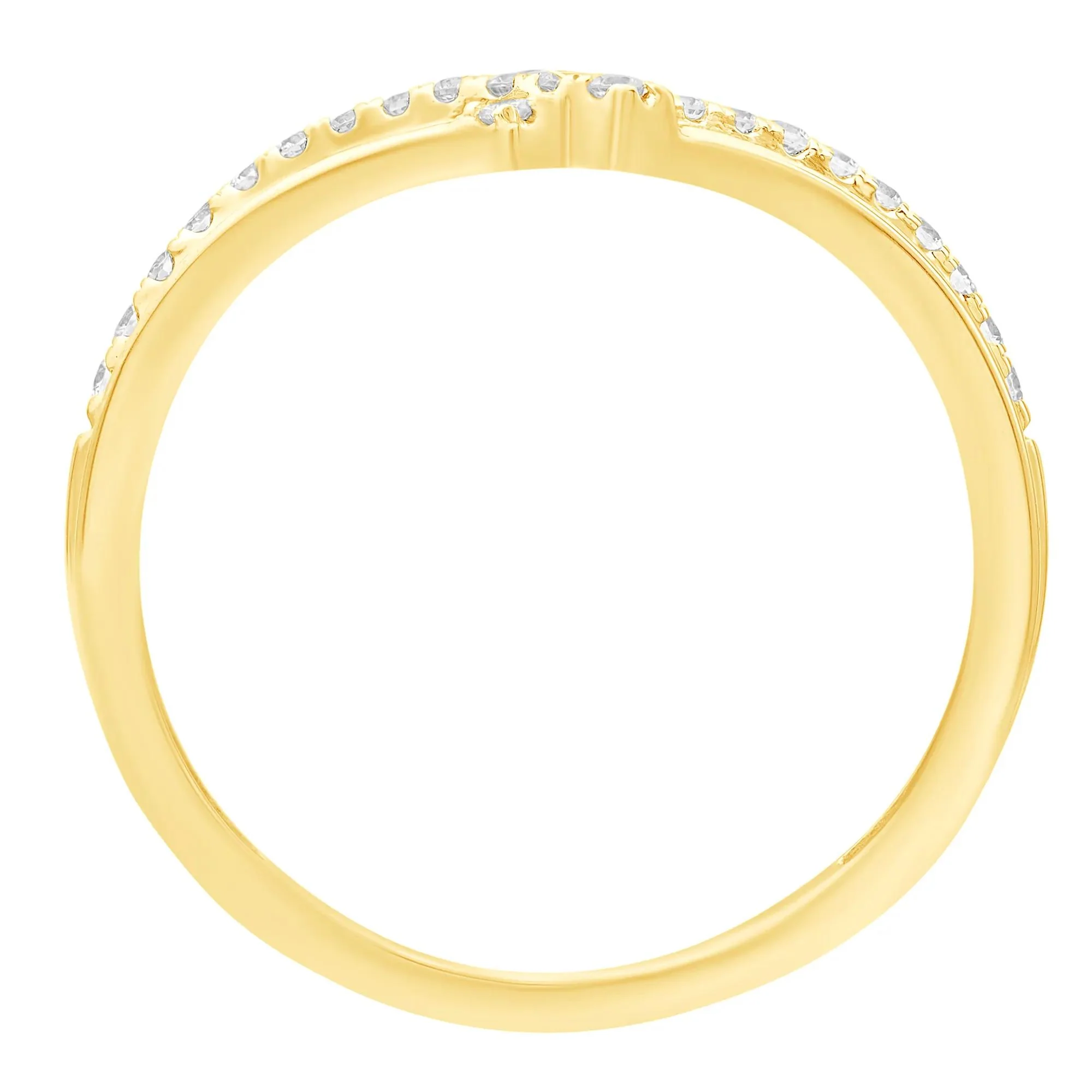 1/7 CT. Tw. Diamond Contour Band Ring 10K Yellow Gold Round Brilliant Cut Size 7.5 - Image 2