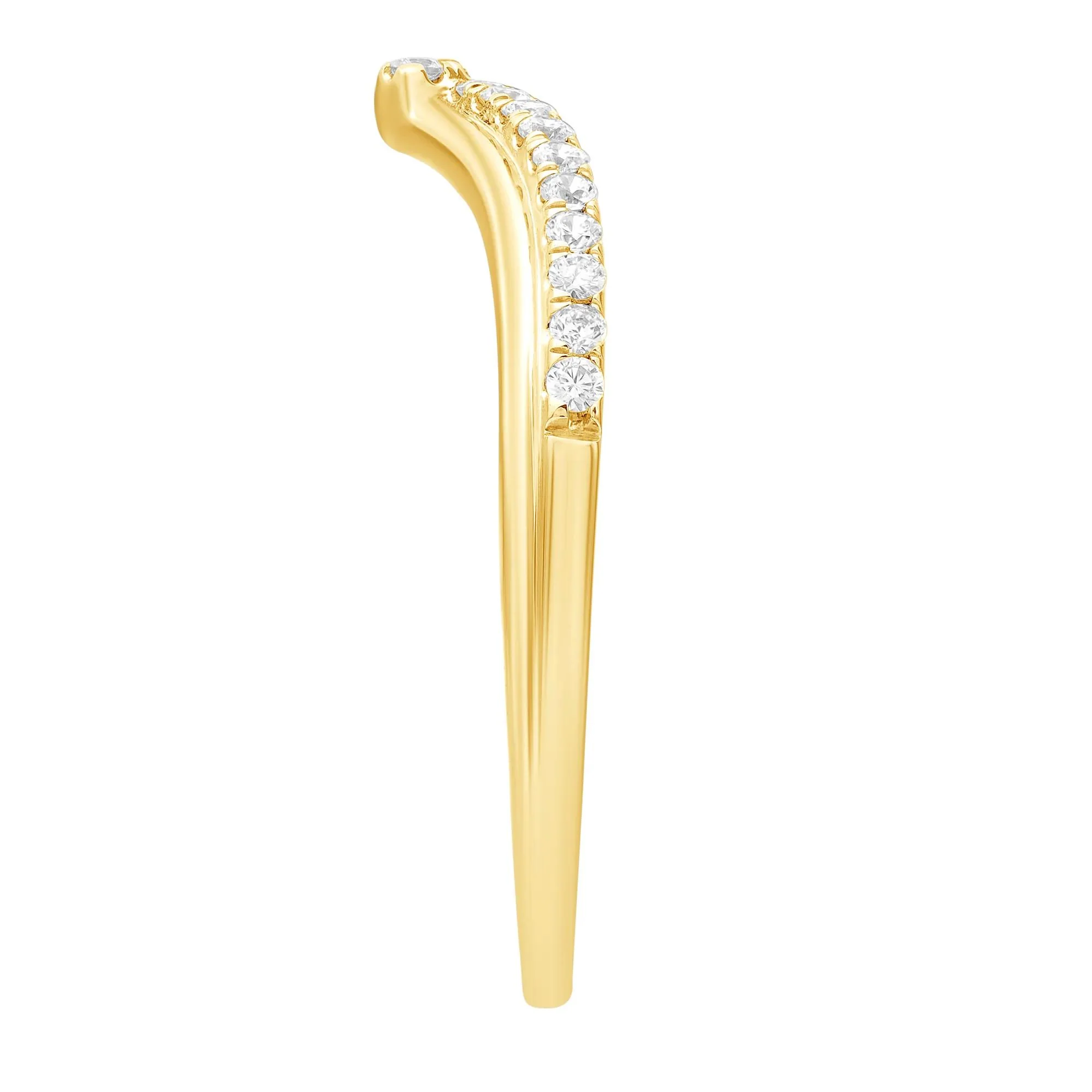 1/7 CT. Tw. Diamond Contour Band Ring 10K Yellow Gold Round Brilliant Cut Size 7.5 - Image 3