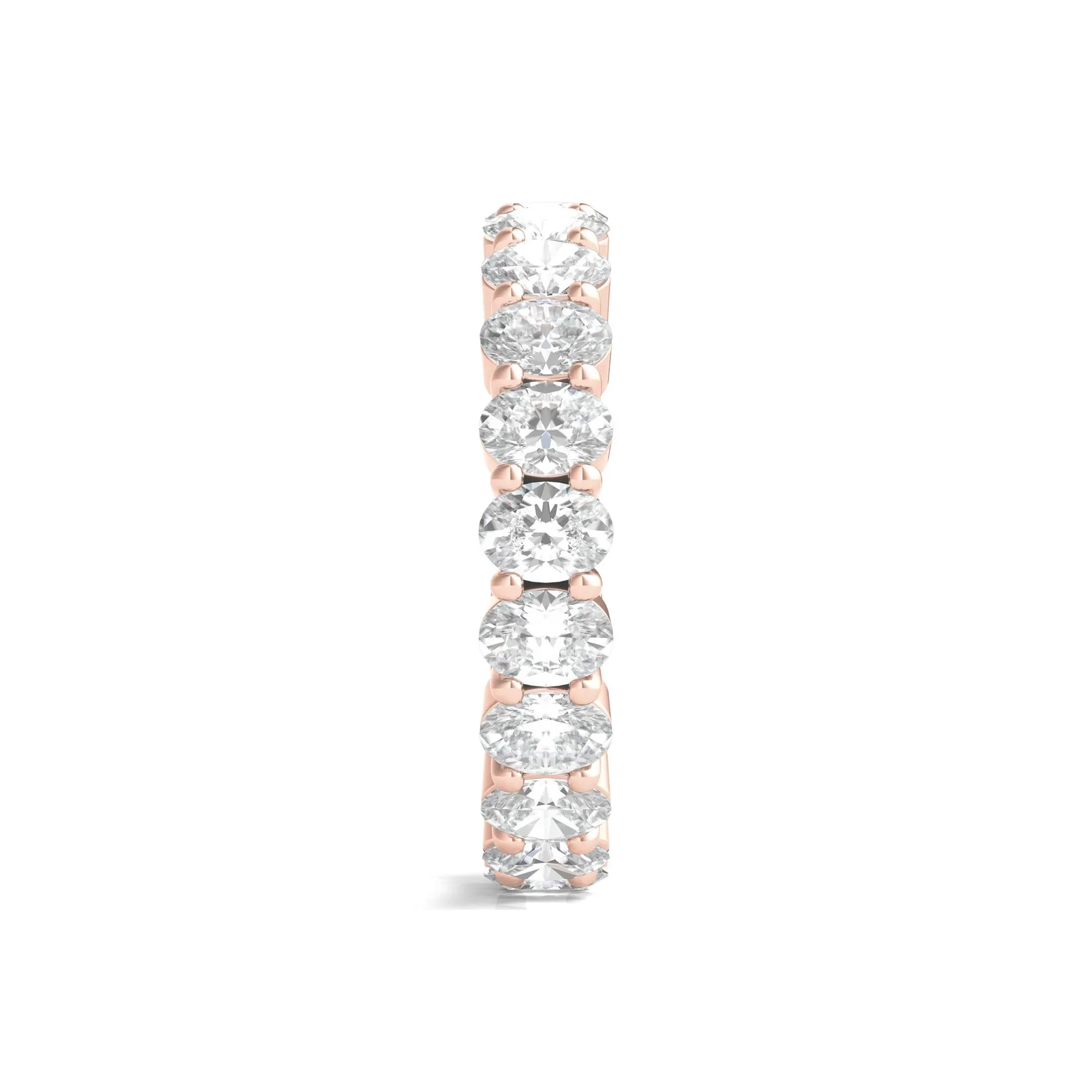 3 CT. Tw. Oval-Shaped Diamond Wedding Band Ring with Eternity Setting 14K Rose Gold Size 4.5 3mm - Image 3