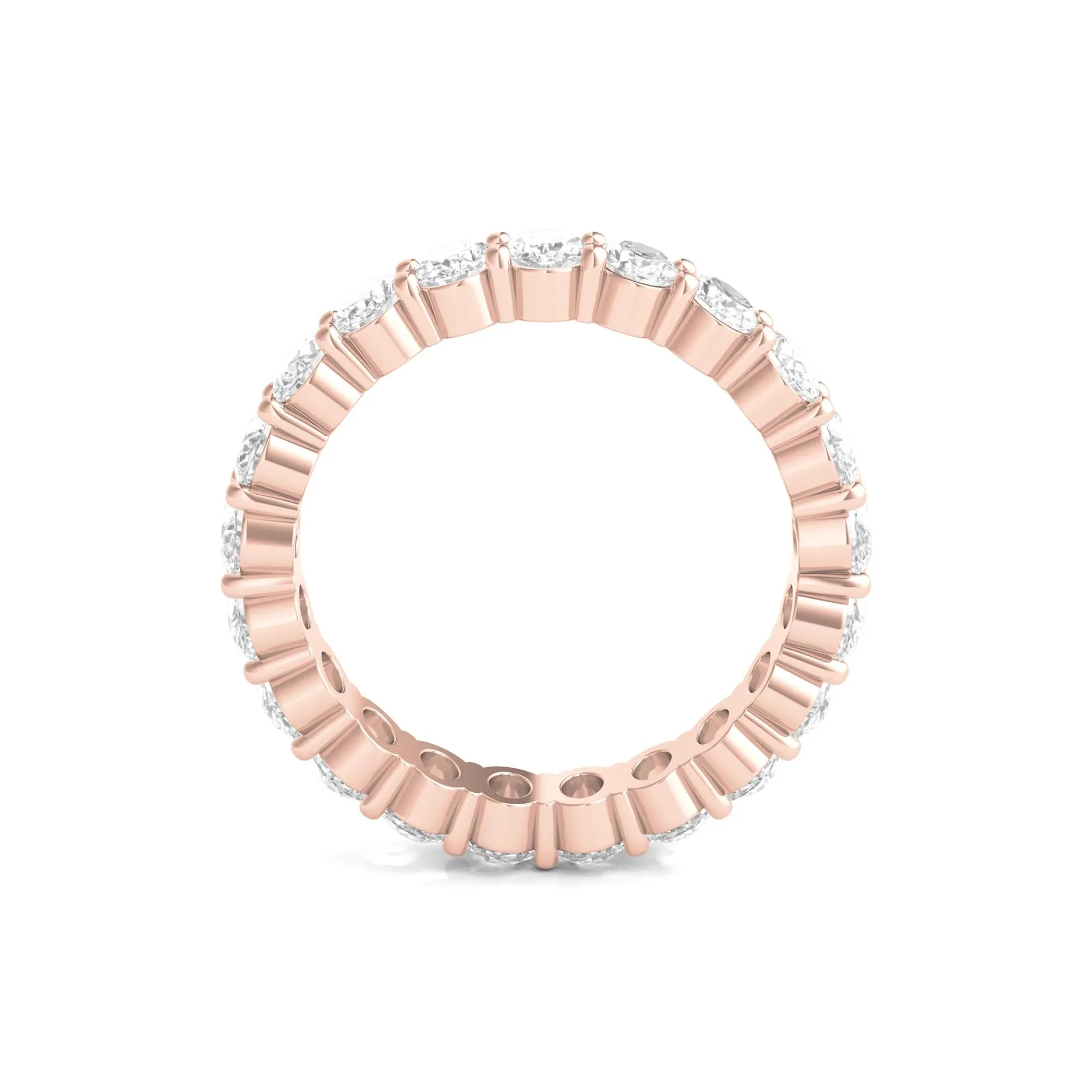 3 CT. Tw. Oval-Shaped Diamond Wedding Band Ring with Eternity Setting 14K Rose Gold Size 5 3mm - Image 2