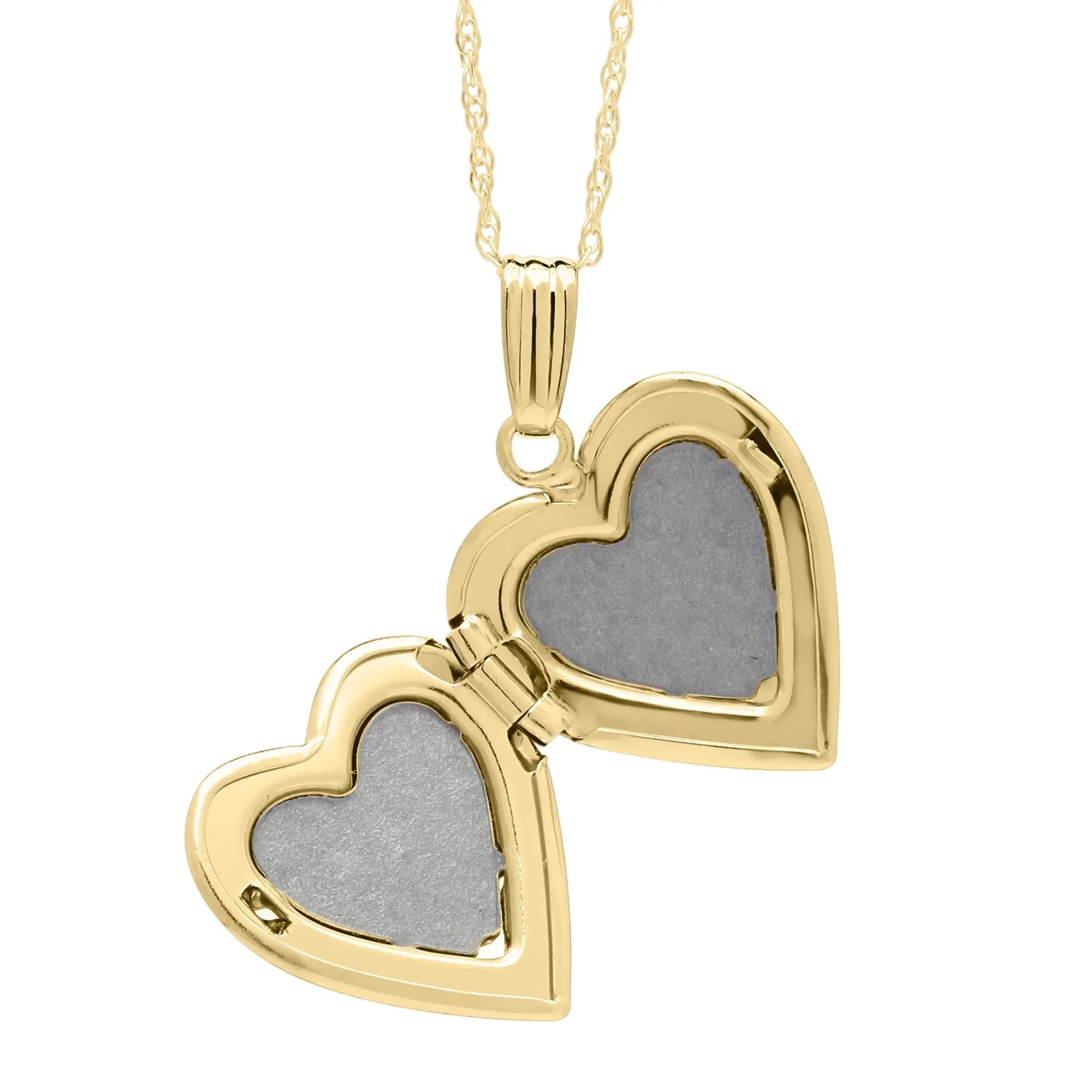Diamond Accent Heart Locket 14K Yellow Gold Necklace Size 18" - Image 3