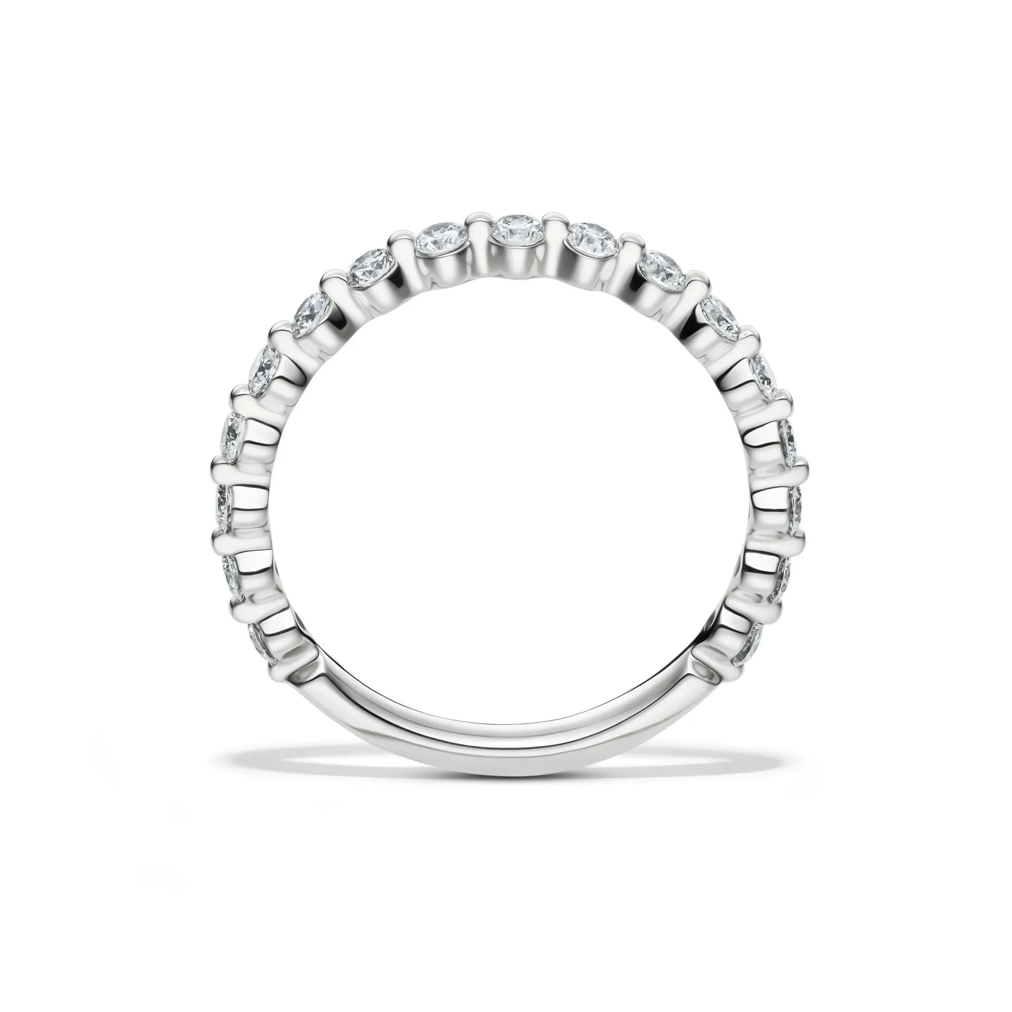 1/2 CT. Tw. Lab Grown Diamond Wedding Band Ring 14K White Gold Round Brilliant Cut Size 5.5 2mm - Image 2