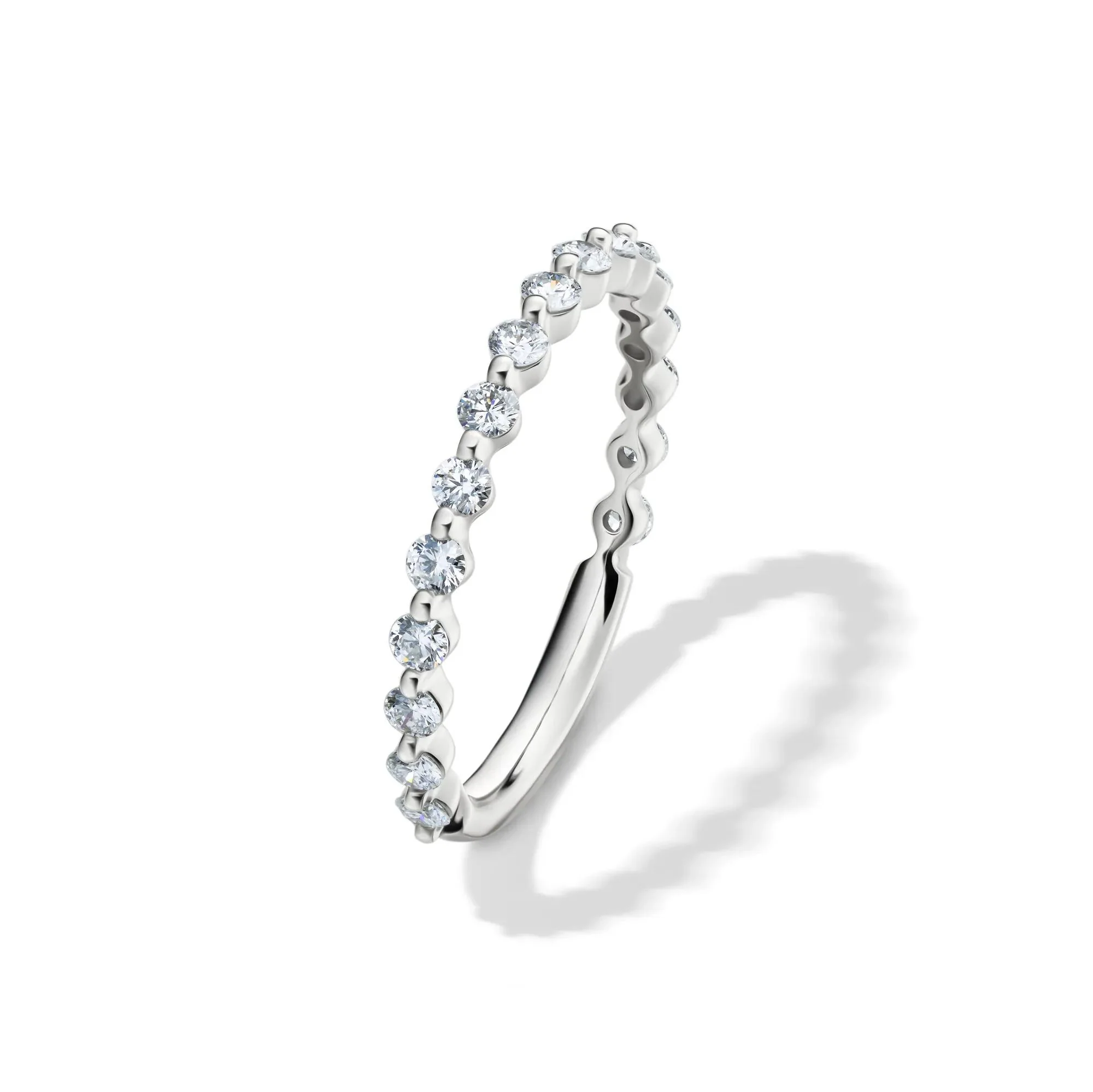1/2 CT. Tw. Lab Grown Diamond Wedding Band Ring 14K White Gold Round Brilliant Cut Size 7 2mm - Image 4