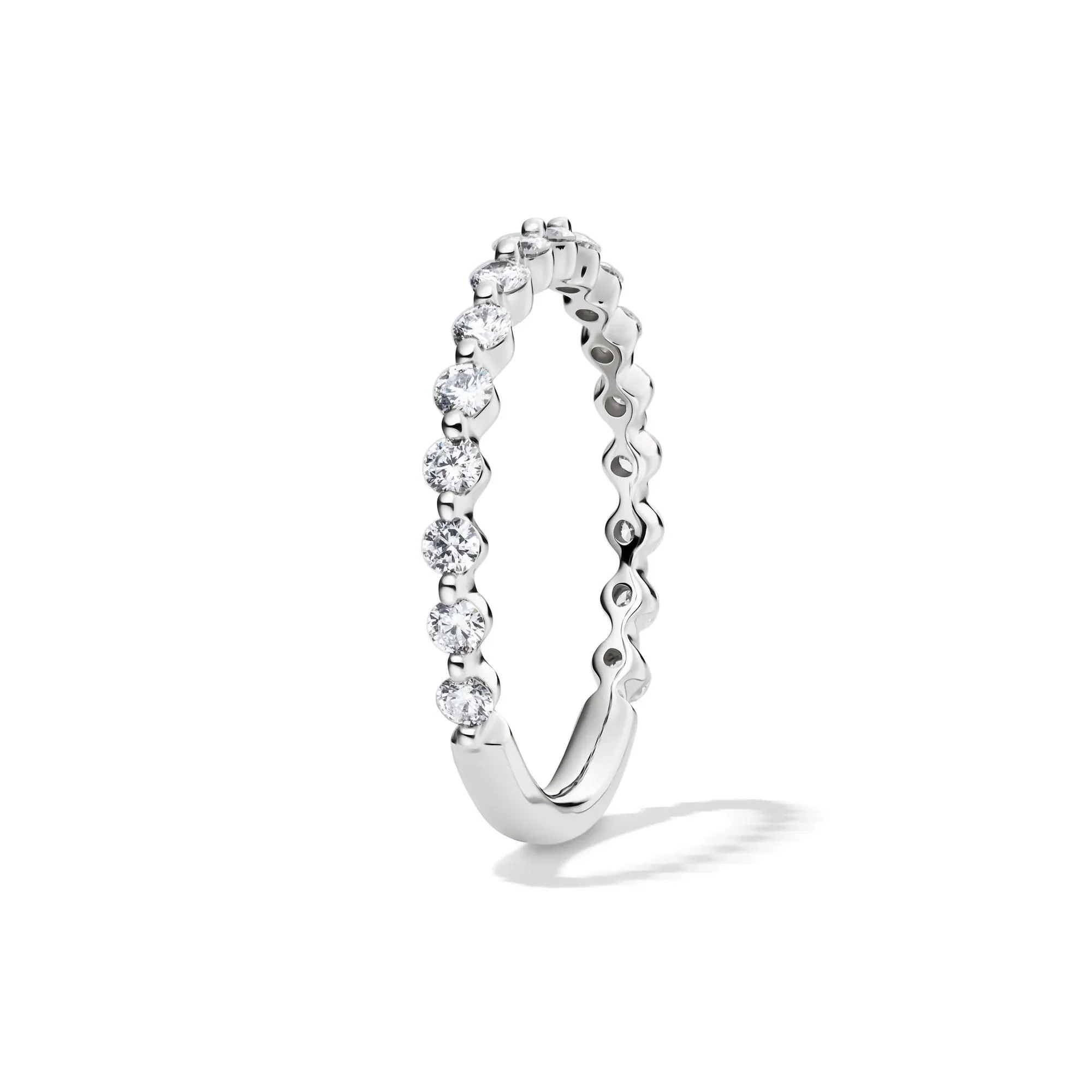 1/2 CT. Tw. Lab Grown Diamond Wedding Band Ring 14K White Gold Round Brilliant Cut Size 9 2mm - Image 3