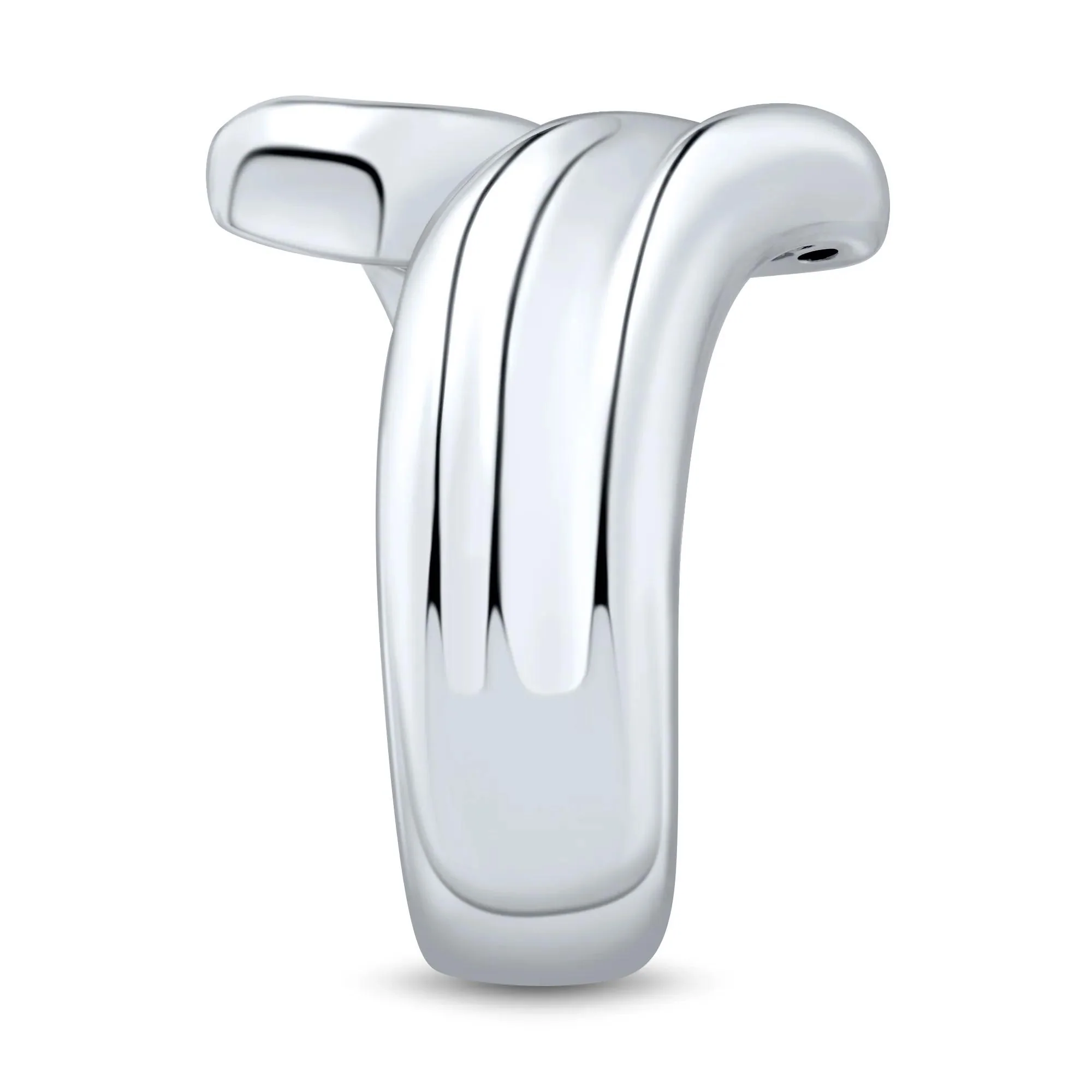 Concave Bypass Ring .925 Sterling Silver White Size 7 - Image 2