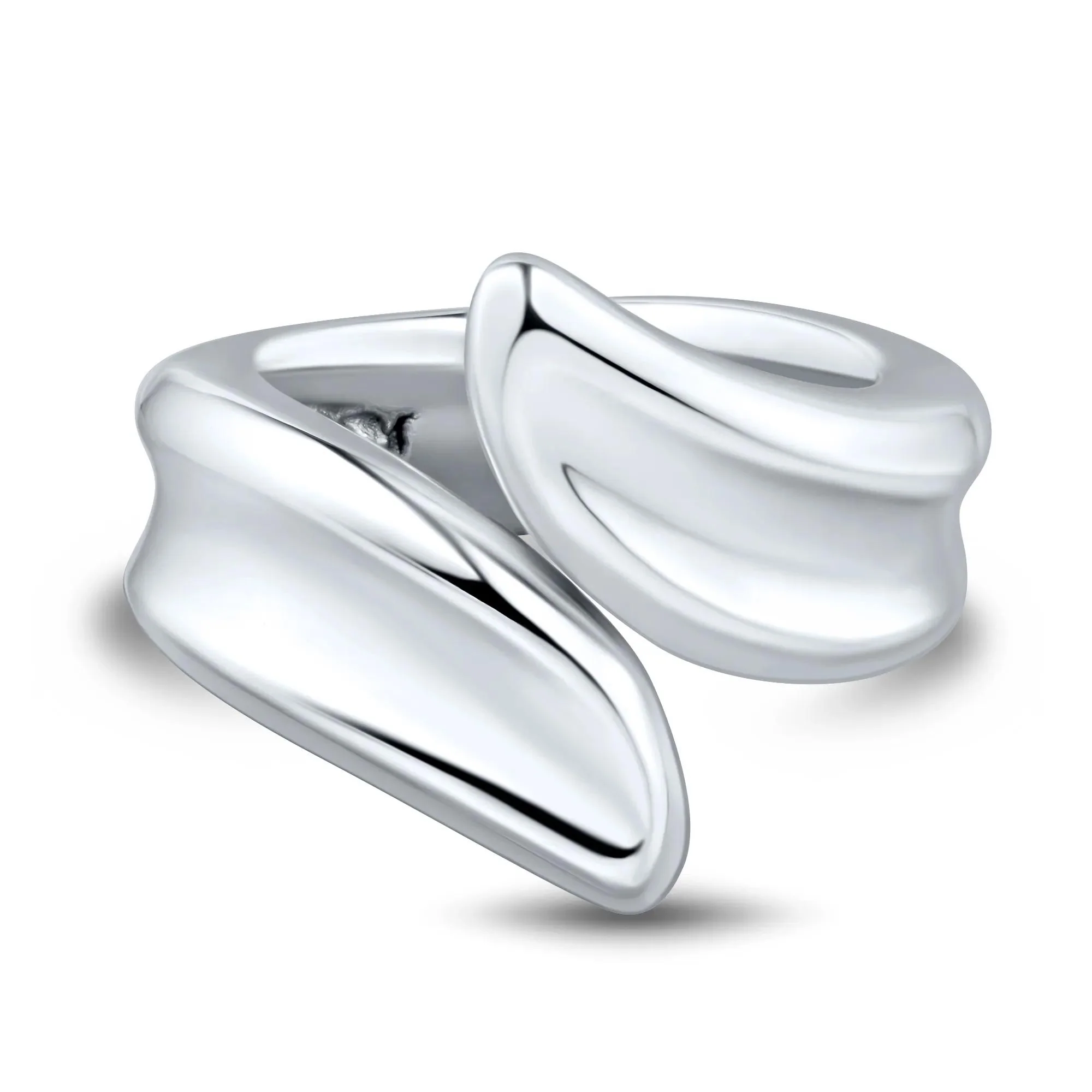 Concave Bypass Ring .925 Sterling Silver White Size 7 - Image 3