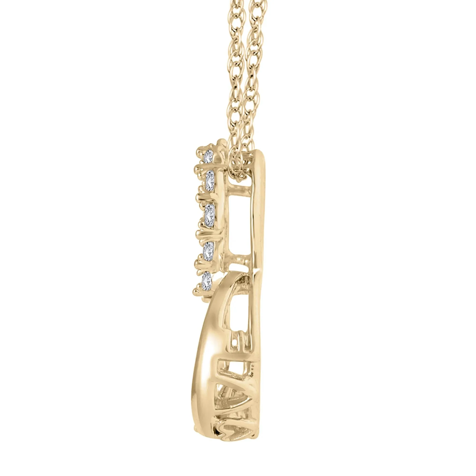 1/10 CT. Tw. Diamond Journey Heart Pendant Necklace 10K Yellow Gold Size 18" - Image 2