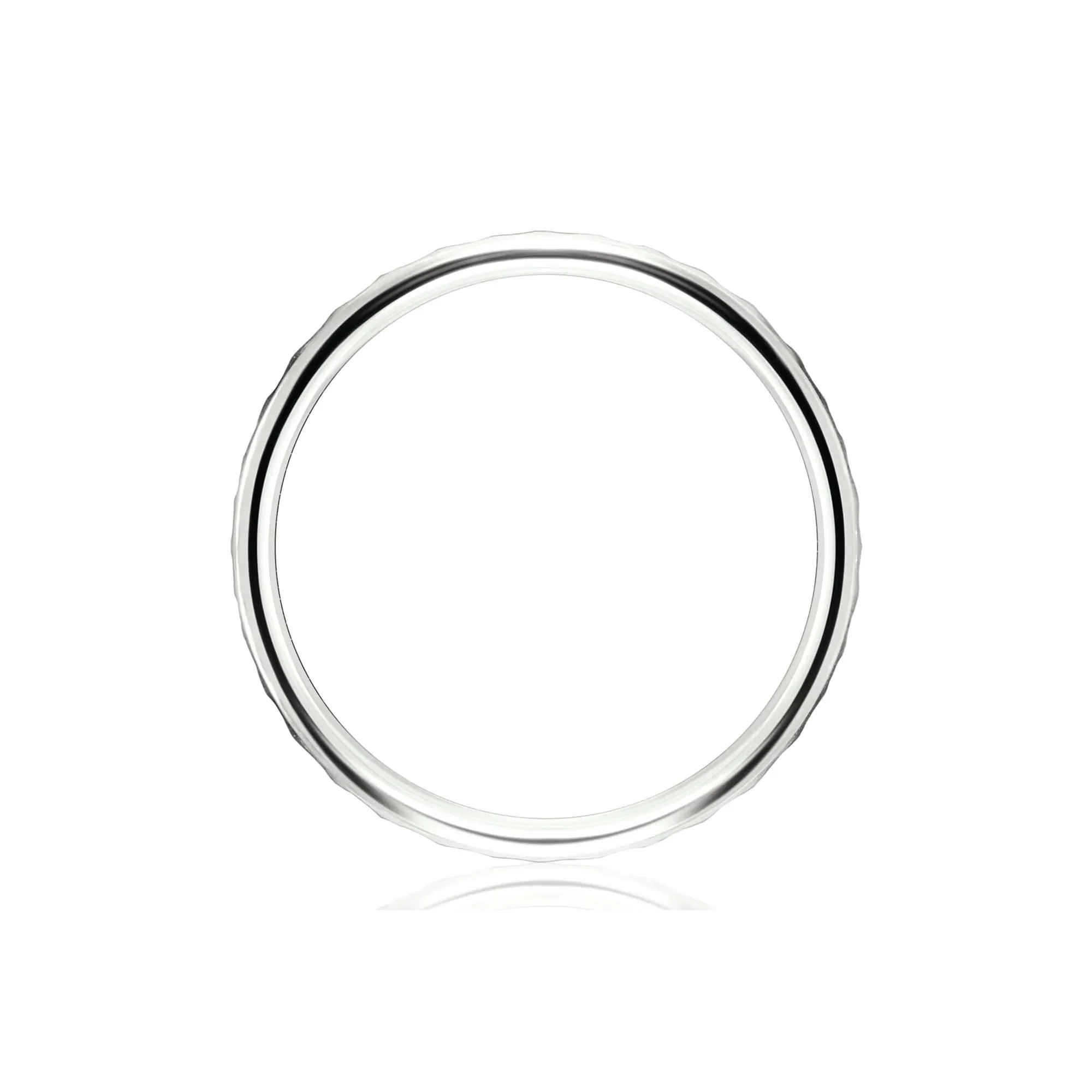 Hammered Band Ring 14K White Gold Size 7.5 2mm - Image 2
