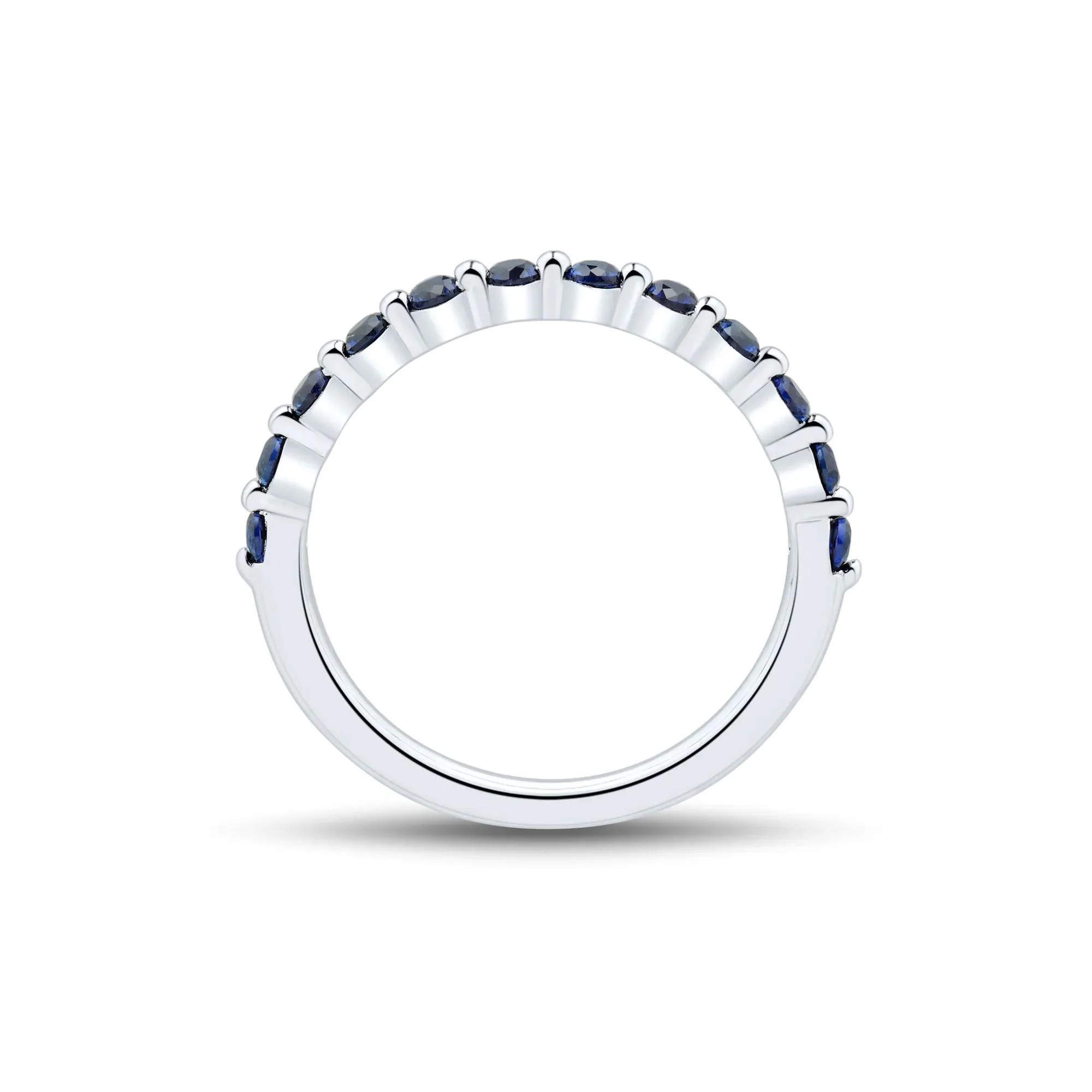 Lab Created Blue Sapphire Stack Band Ring .925 Sterling Silver White Size 6.5 1mm - Image 3