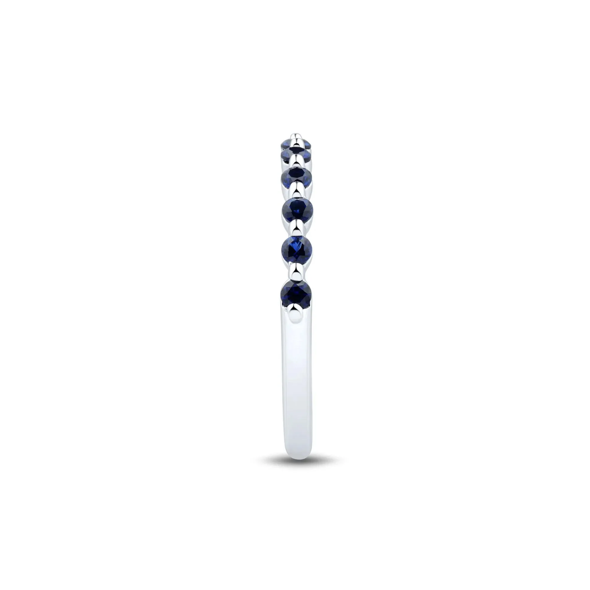 Lab Created Blue Sapphire Stack Band Ring .925 Sterling Silver White Size 8 1mm - Image 2