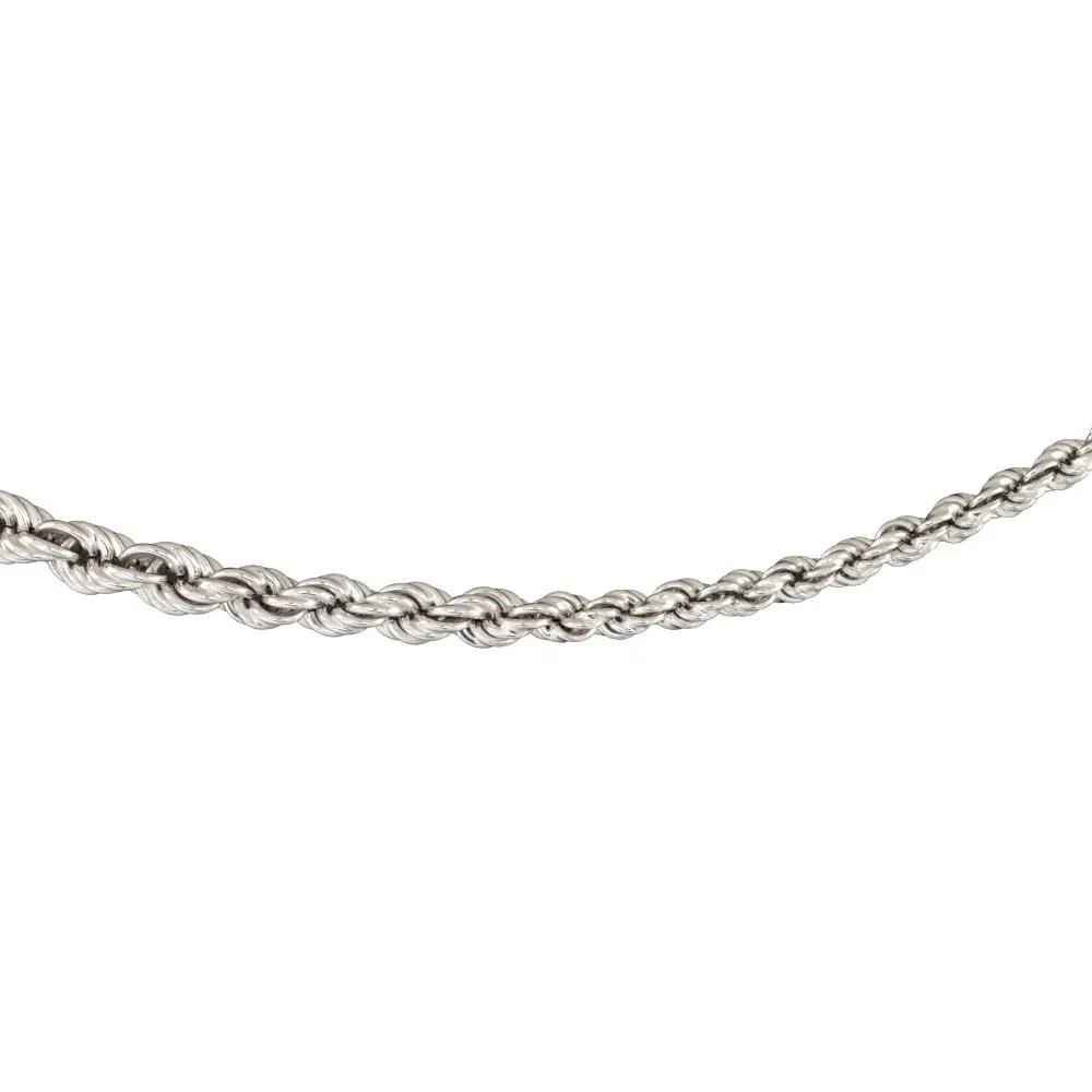 Graduated Rope Chain Necklace .925 Sterling Silver White Size 22" - Image 2