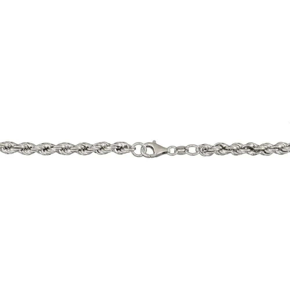 Graduated Rope Chain Necklace .925 Sterling Silver White Size 22" - Image 3