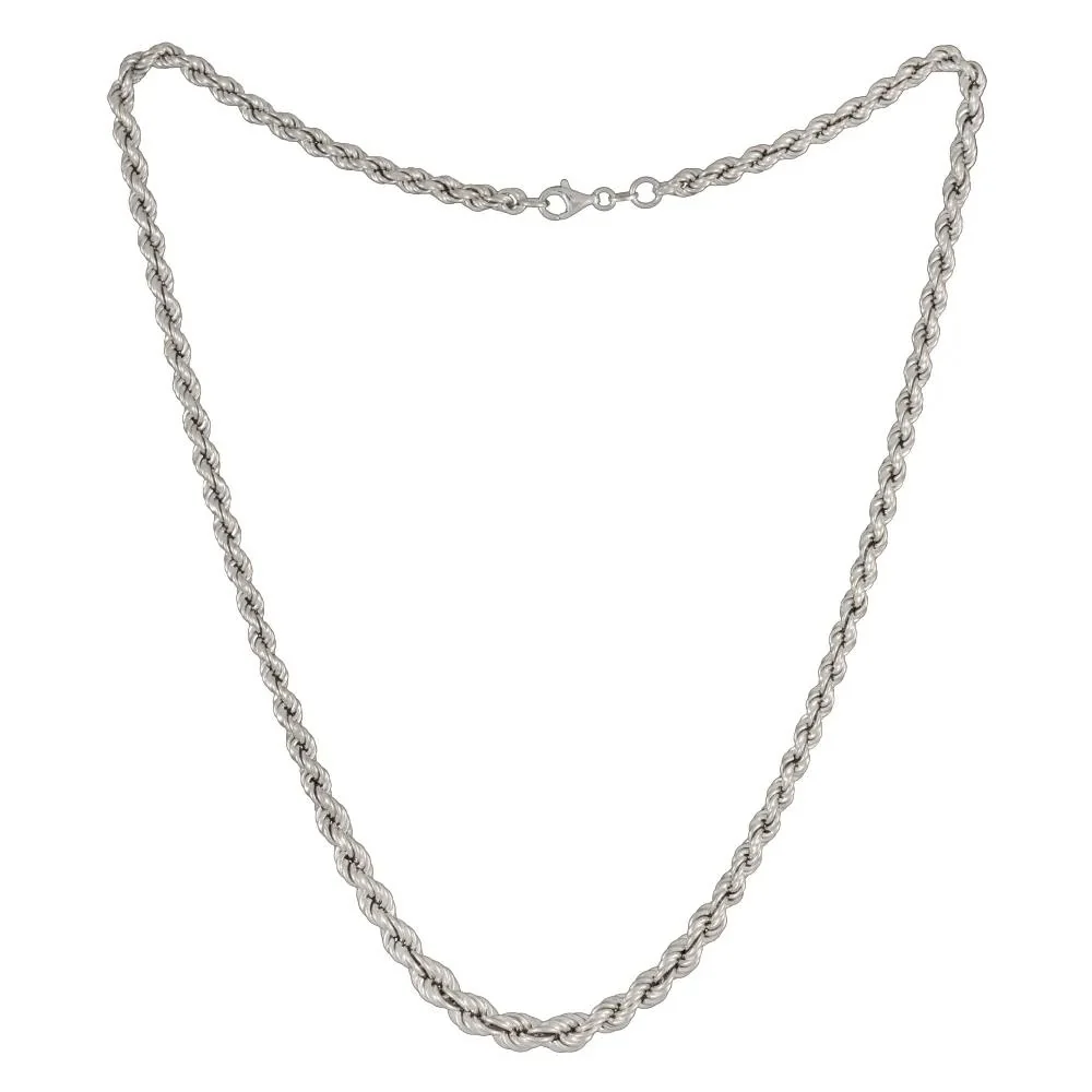 Graduated Rope Chain Necklace .925 Sterling Silver White Size 22" - Image 4