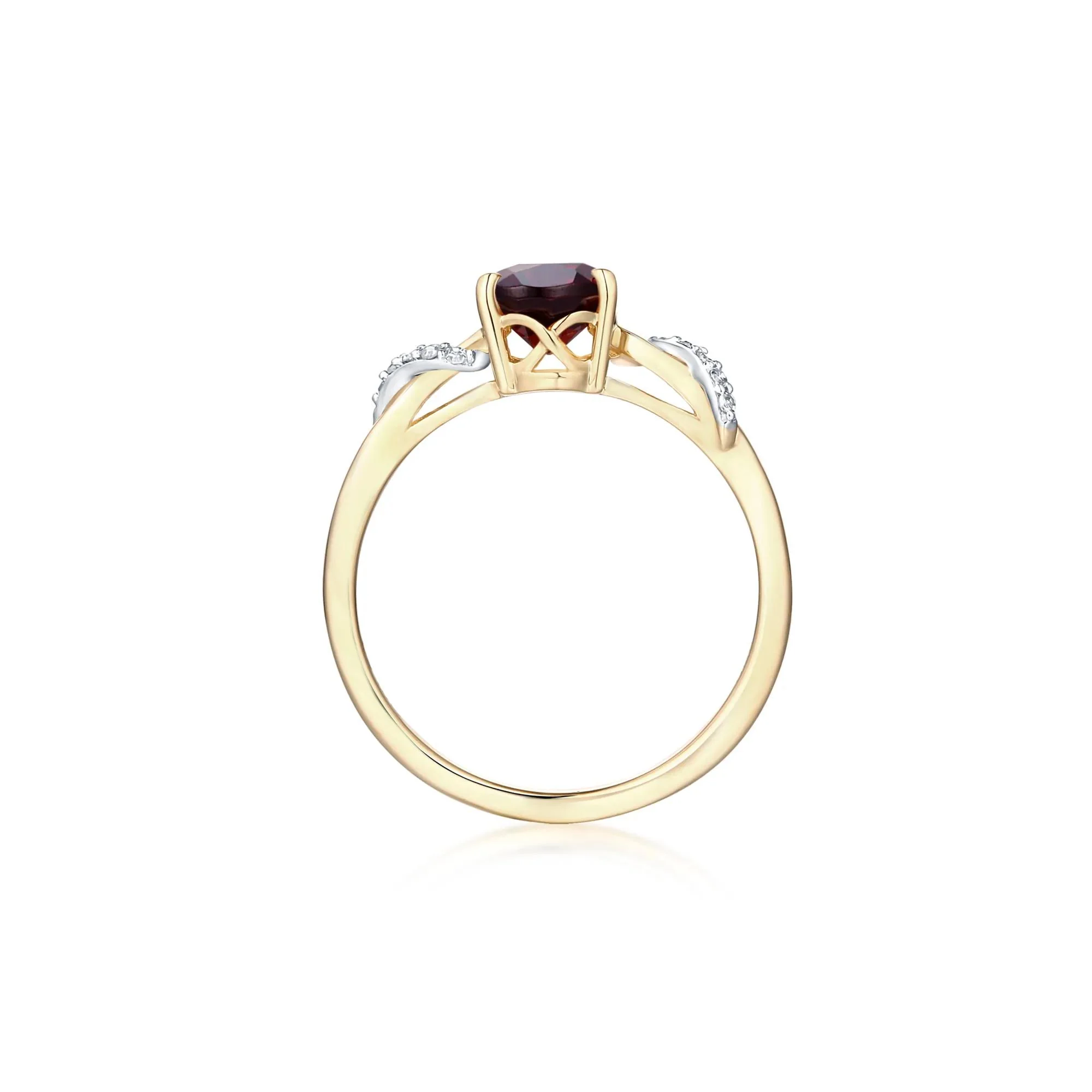 Garnet and Diamond Ring 10K Yellow Gold Size 6 - Image 2