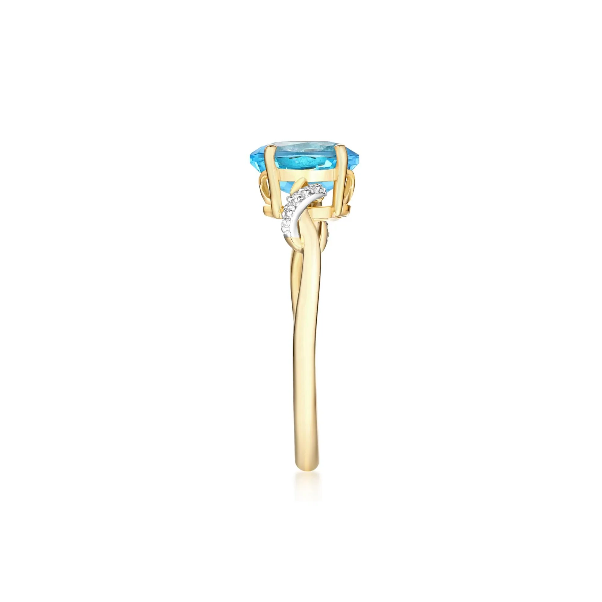 Blue Topaz and Diamond Accent Ring 10K Yellow Gold Size 8 - Image 2