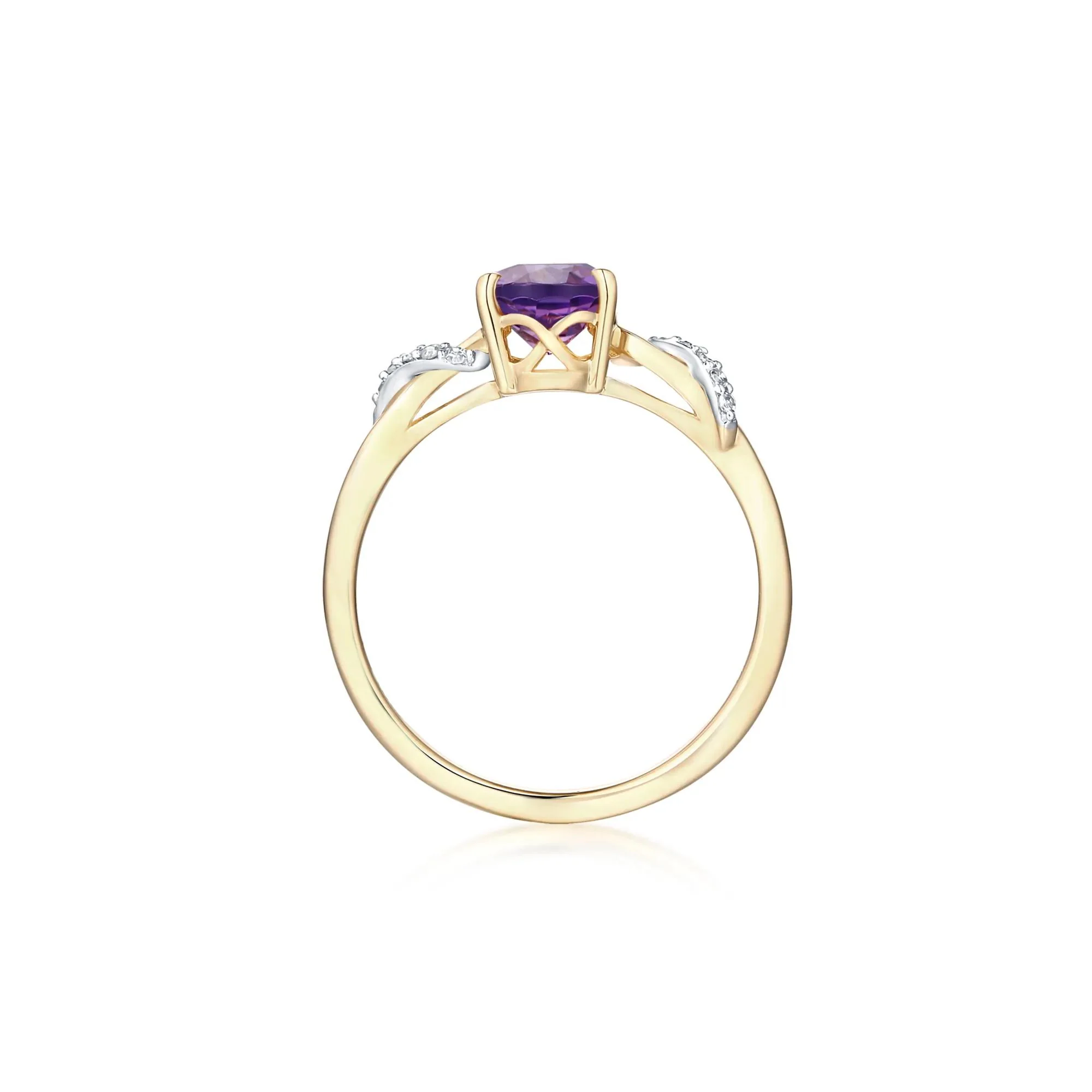 Amethyst and Diamond Accent Ring 10K Yellow Gold Size 8
