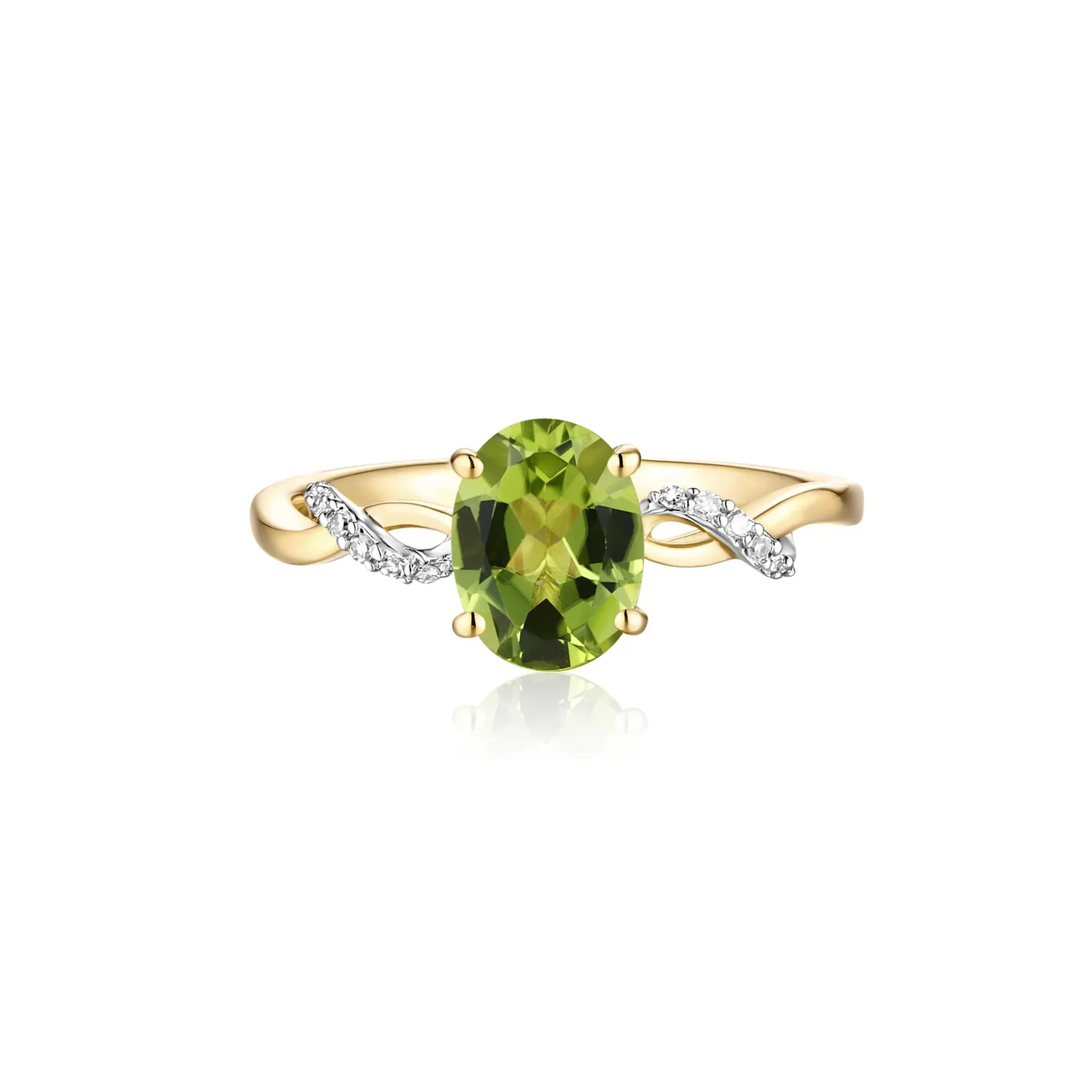 Peridot and Diamond Accent Ring 10K Yellow Gold Size 7 - Image 3