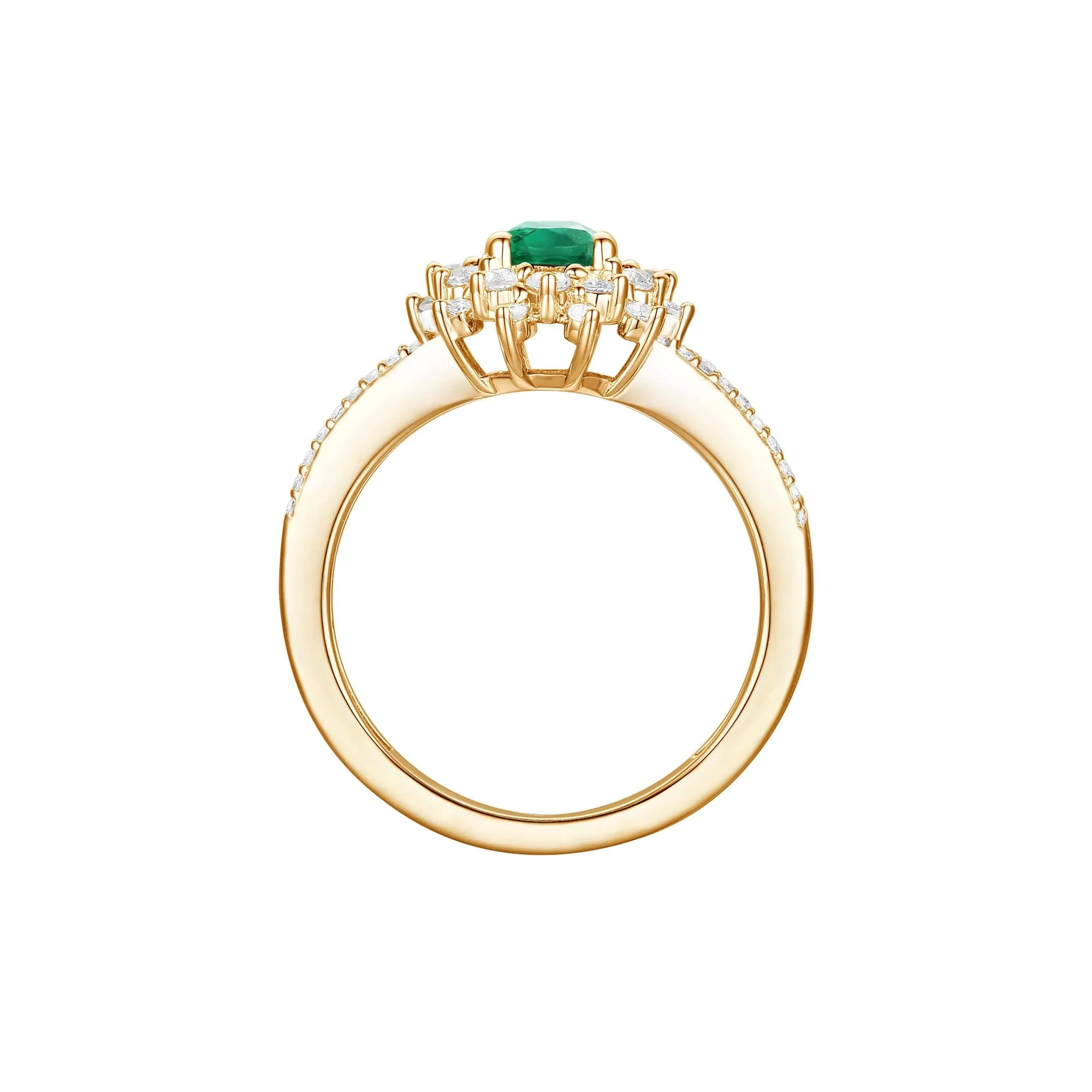 1/2 CT. Tw. Emerald and Diamond Halo Ring 14K Yellow Gold Size 8 1mm - Image 2