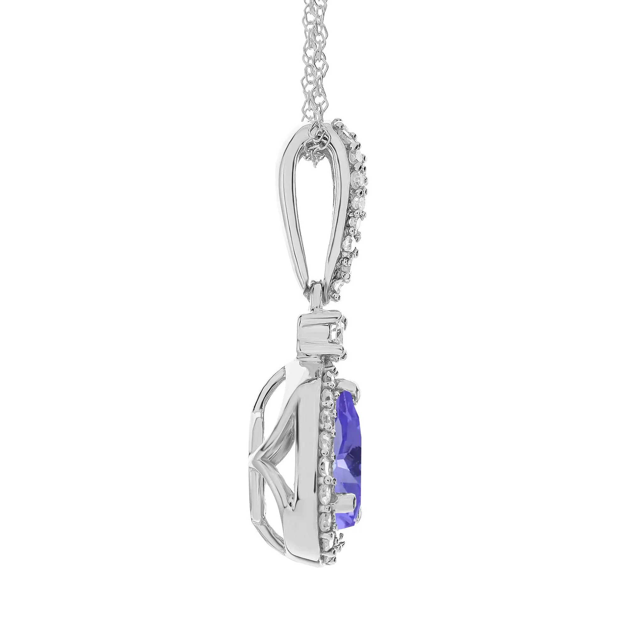 1/5 CT. Tw. Tanzanite and Diamond Pendant Necklace 10K Yellow Gold White Size 18" - Image 2