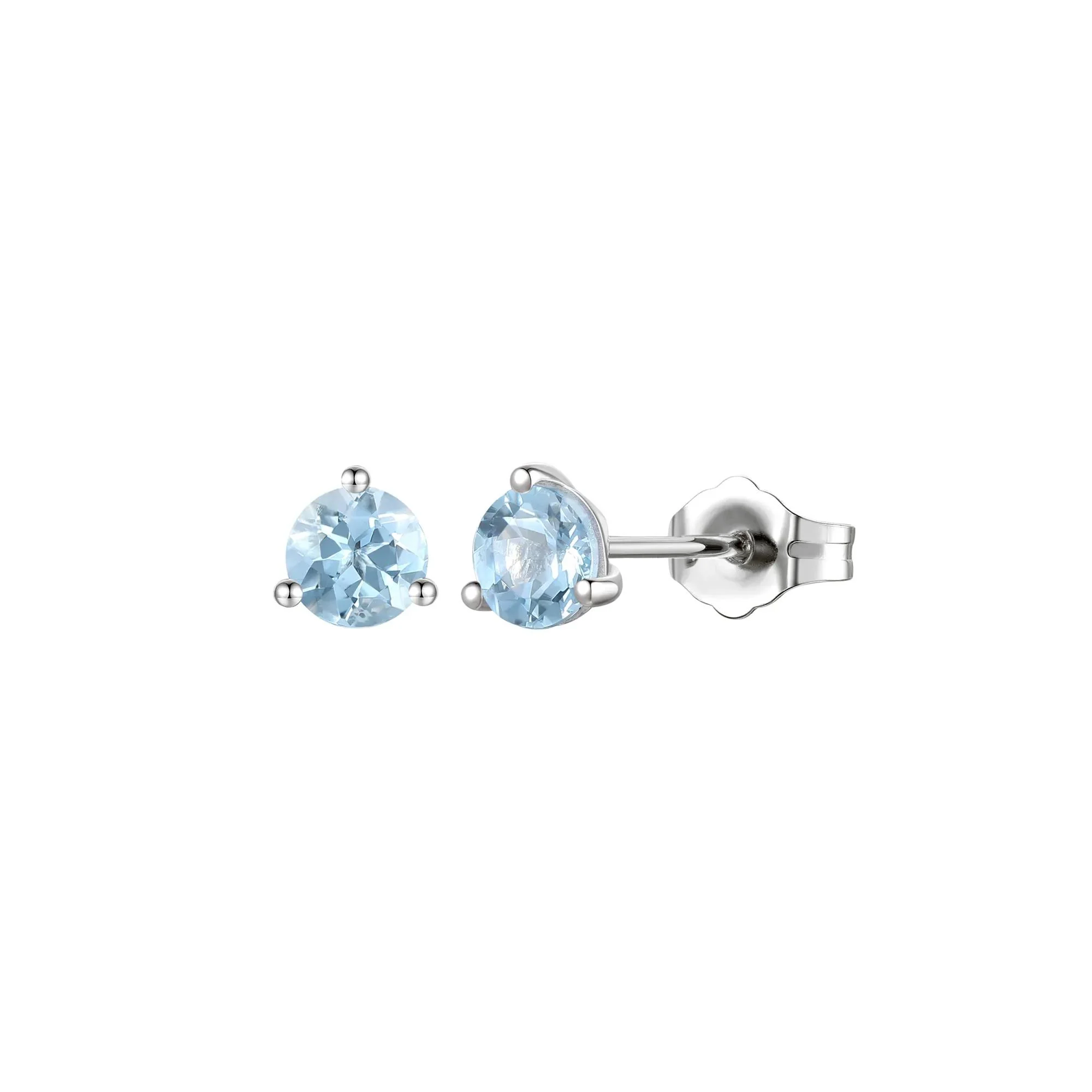 Aquamarine Stud Earrings 10K Yellow Gold Size 5.00mm - Image 2