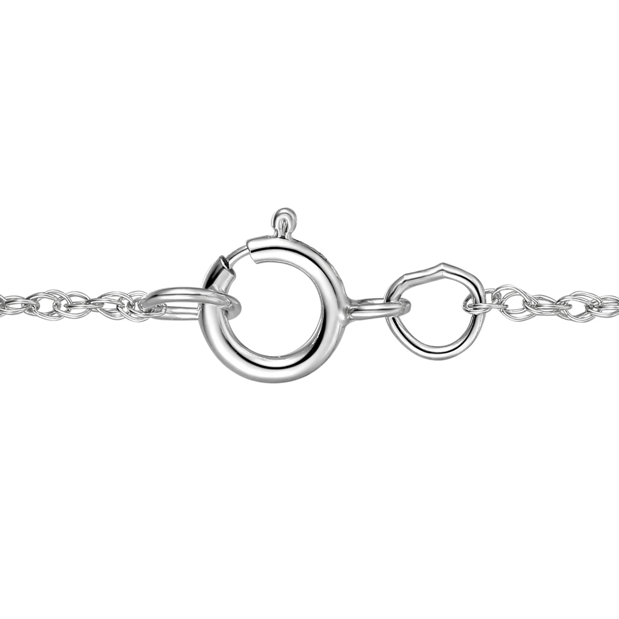 Lab-Created Blue Sapphire Cross Pendant Necklace .925 Sterling Silver White Size 18" - Image 3